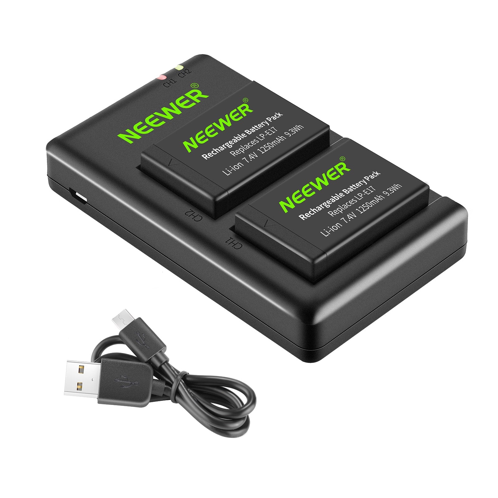 NEEWER 2-Pack LP-E17 Replacement Battery Charger Set for Canon