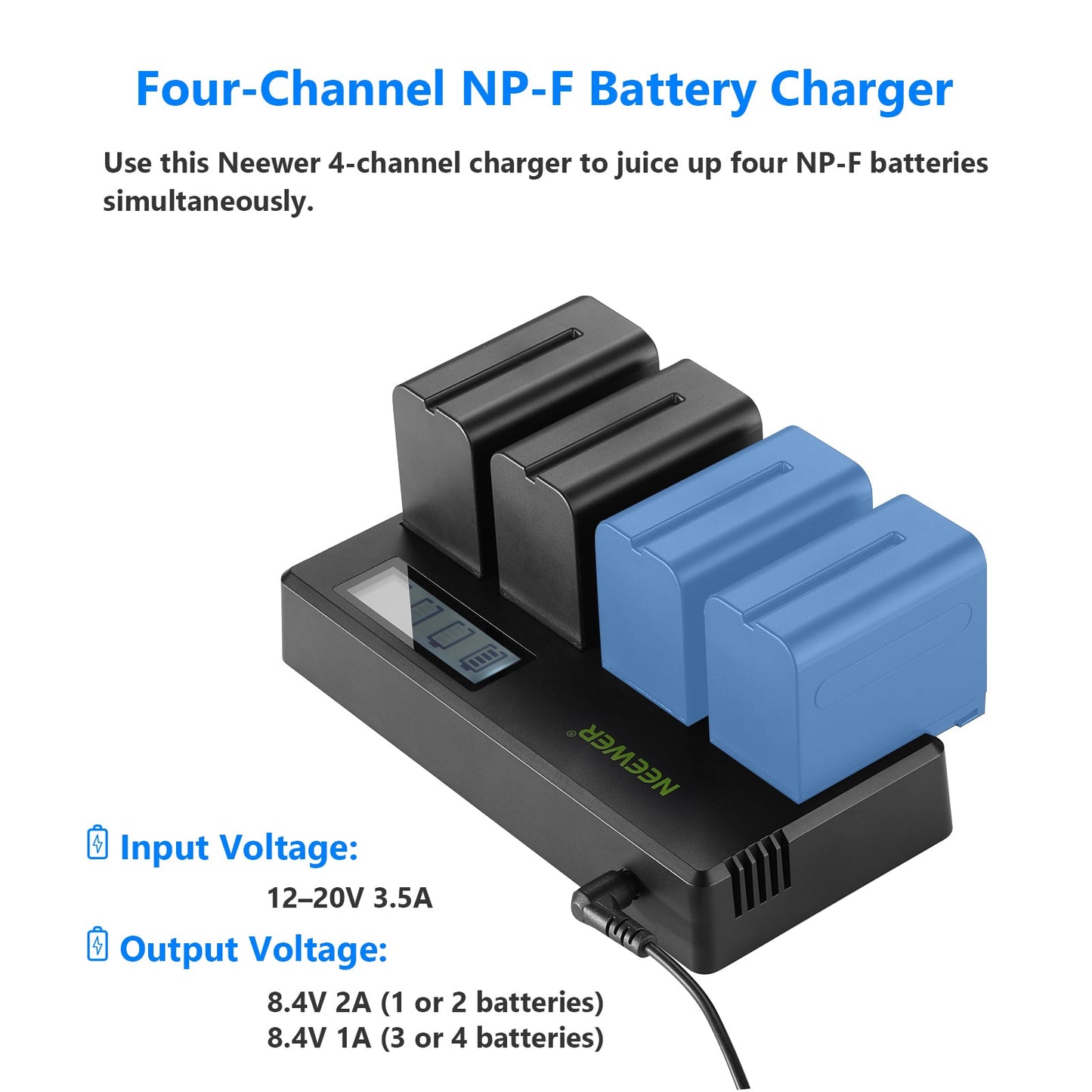 NEEWER DP-F970 4-Channel Sony NP-F Battery Charger