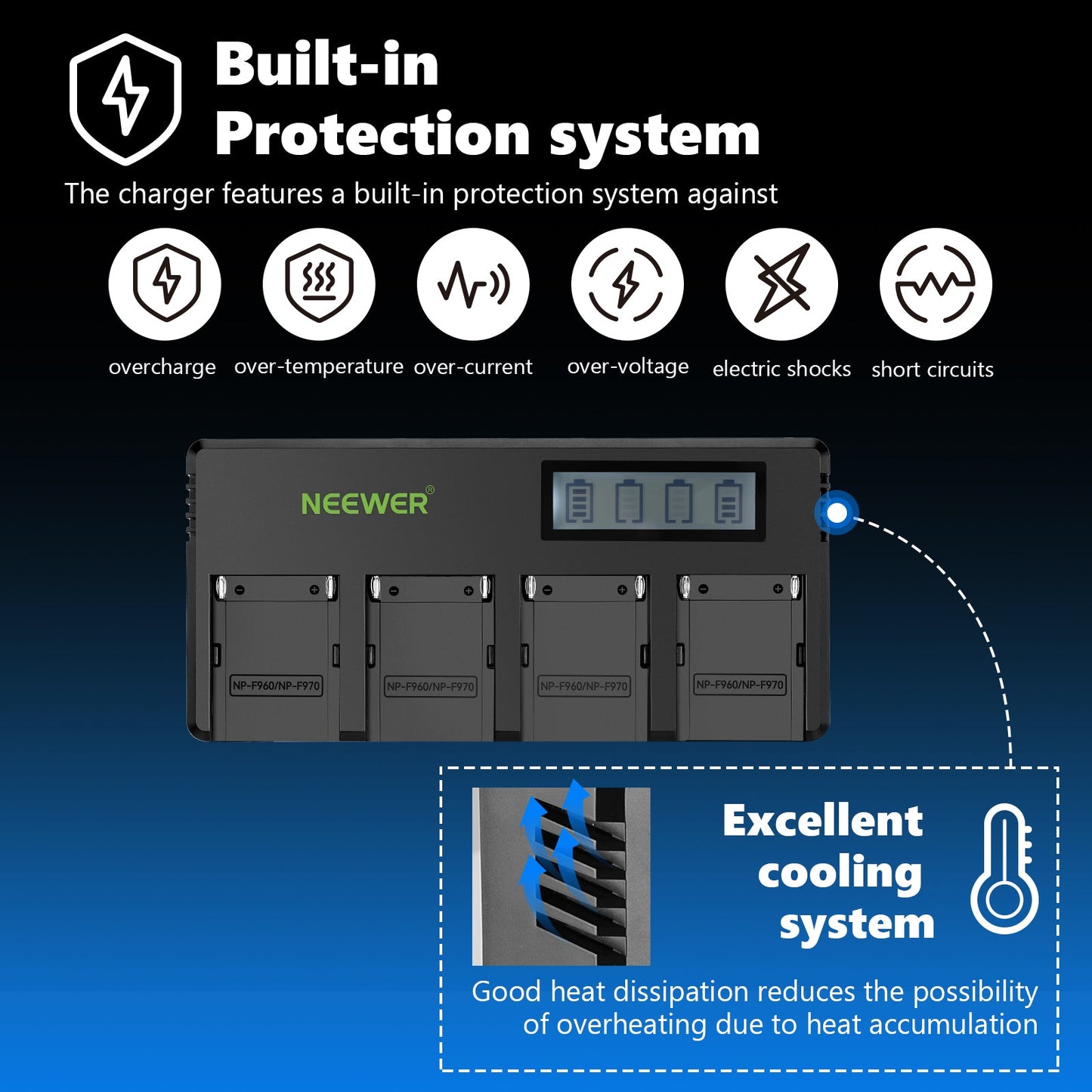 NEEWER DP-F970 4-Channel Sony NP-F Battery Charger