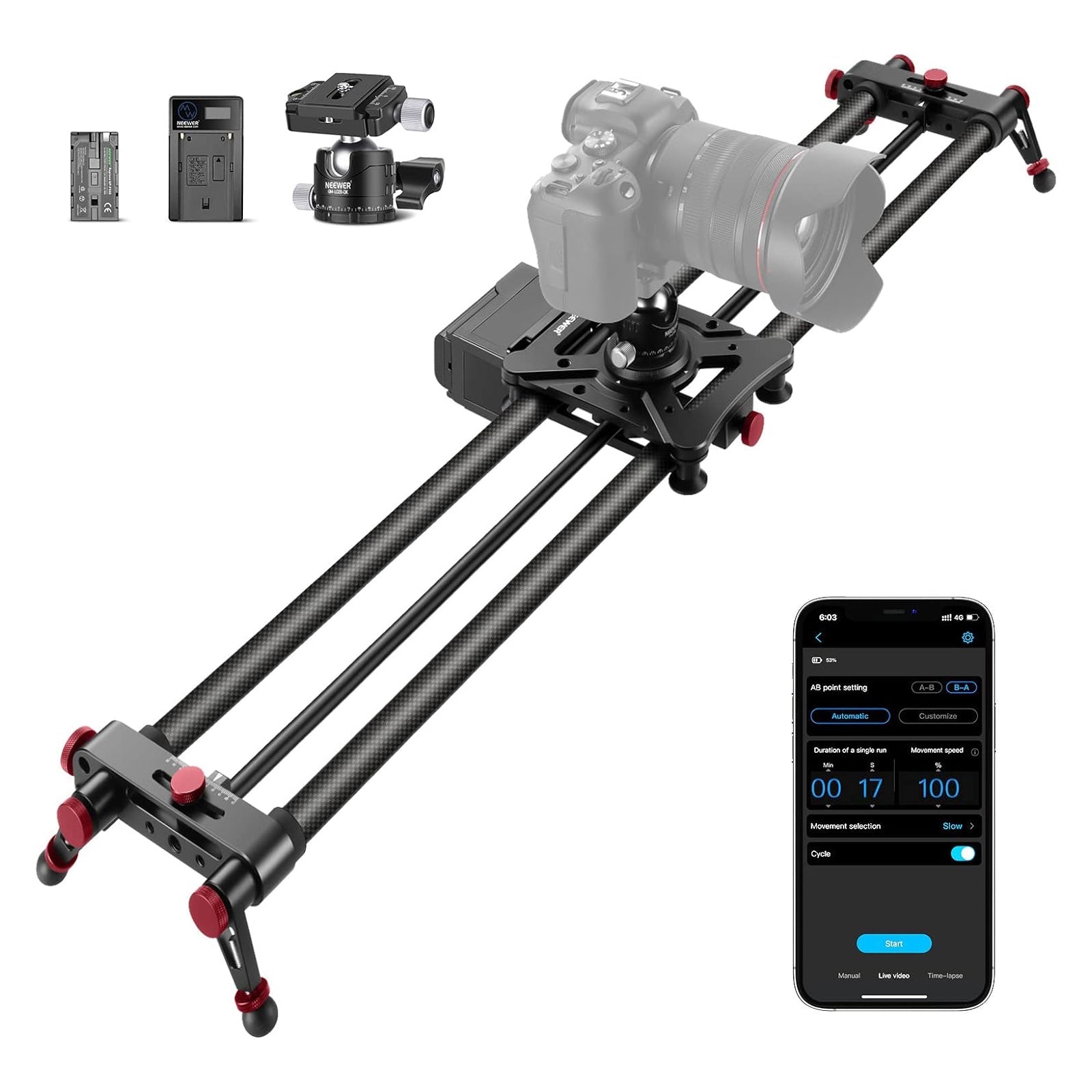 NEEWER ER1 Motorized Carbon Fiber Camera Slider