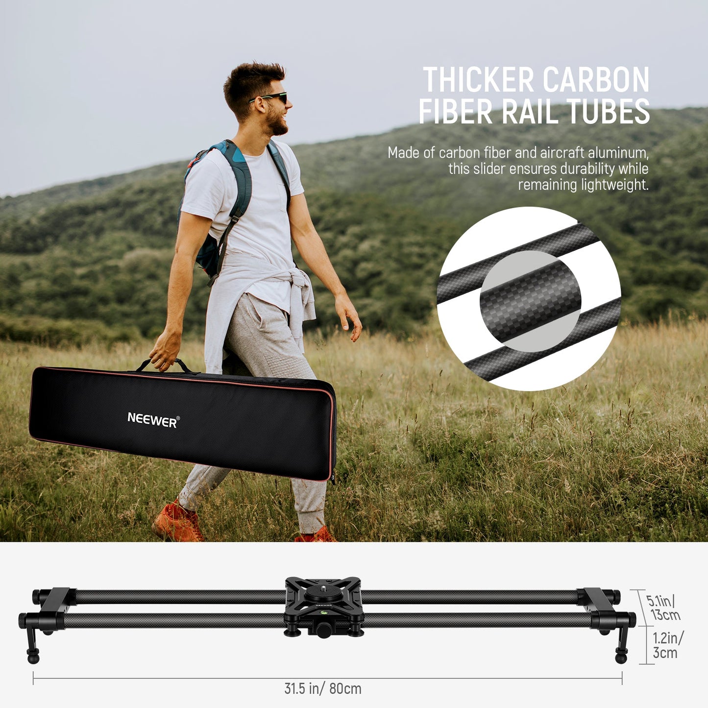 NEEWER CS120CM 47.2in/120cm Carbon Fiber Camera Slider