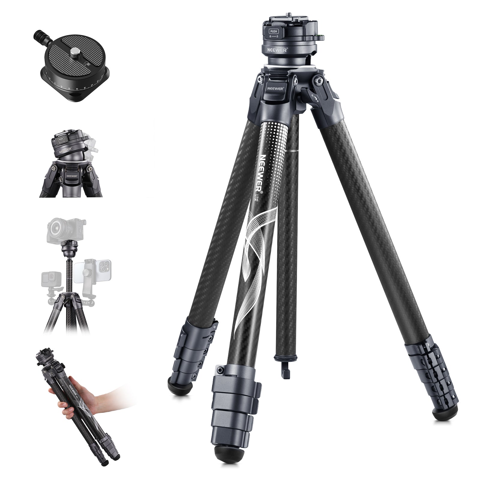 NEEWER LT32 62" Carbon Fiber Travel Tripod