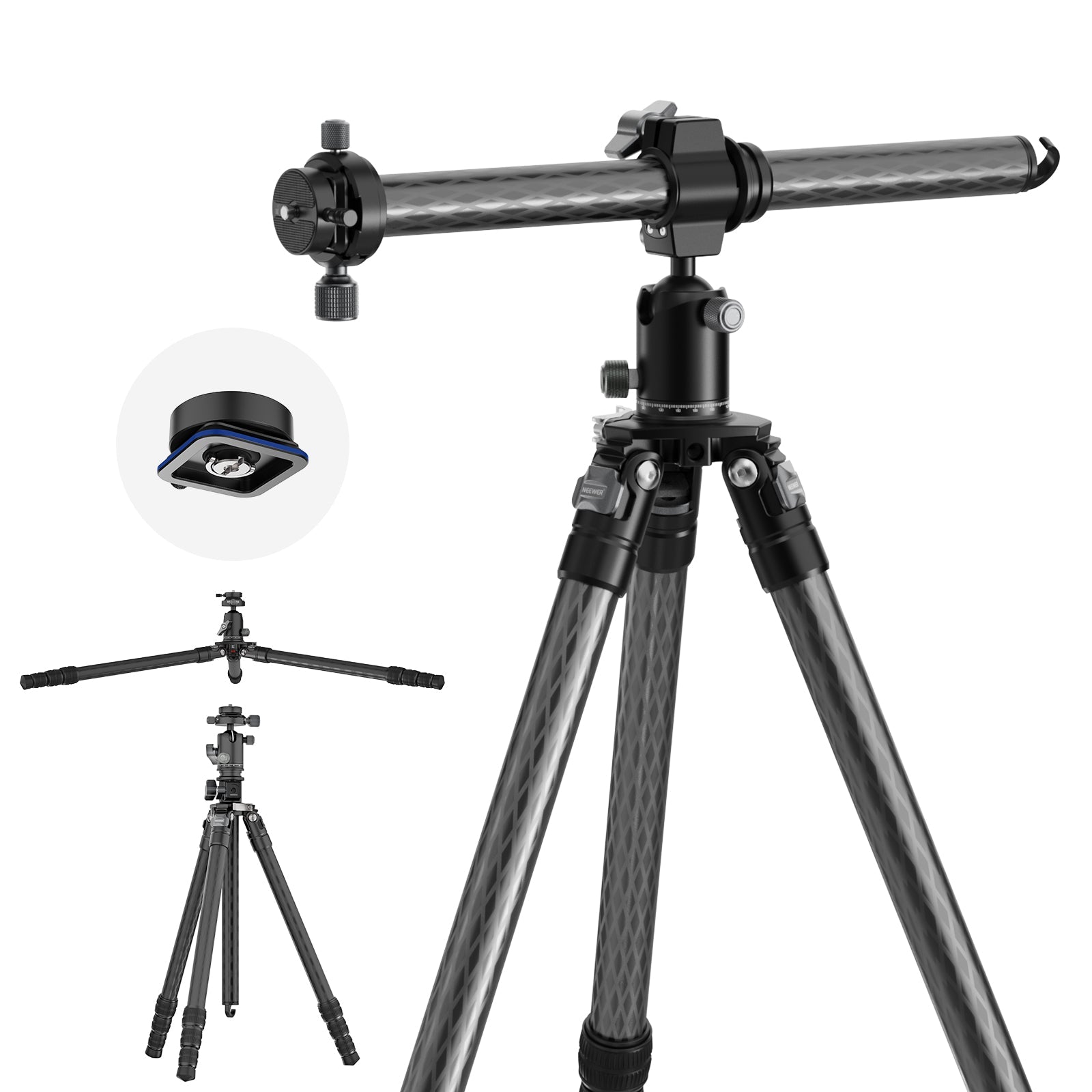 NEEWER TP28 69.7" Overhead Horizontal Carbon Fiber Tripod