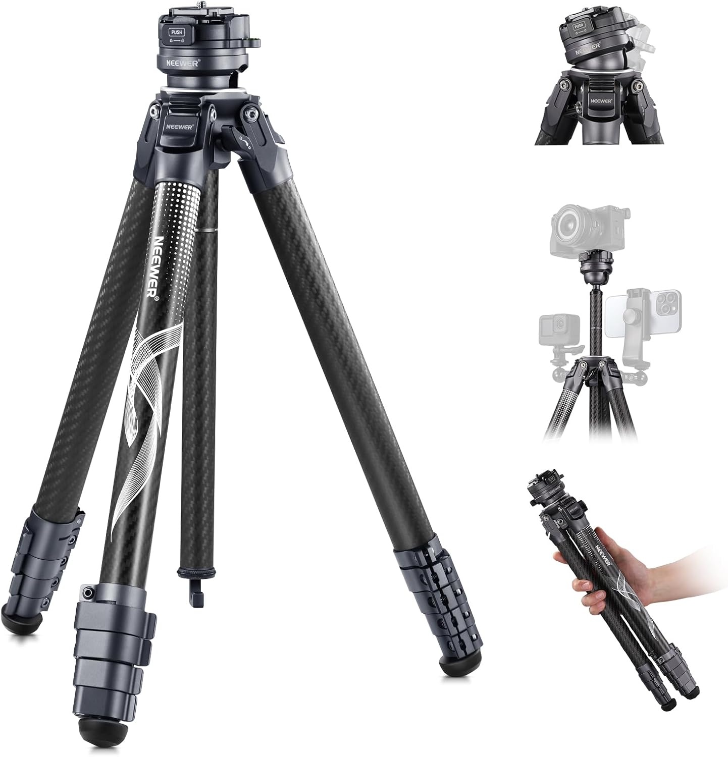 NEEWER LT32 62" Carbon Fiber Travel Tripod