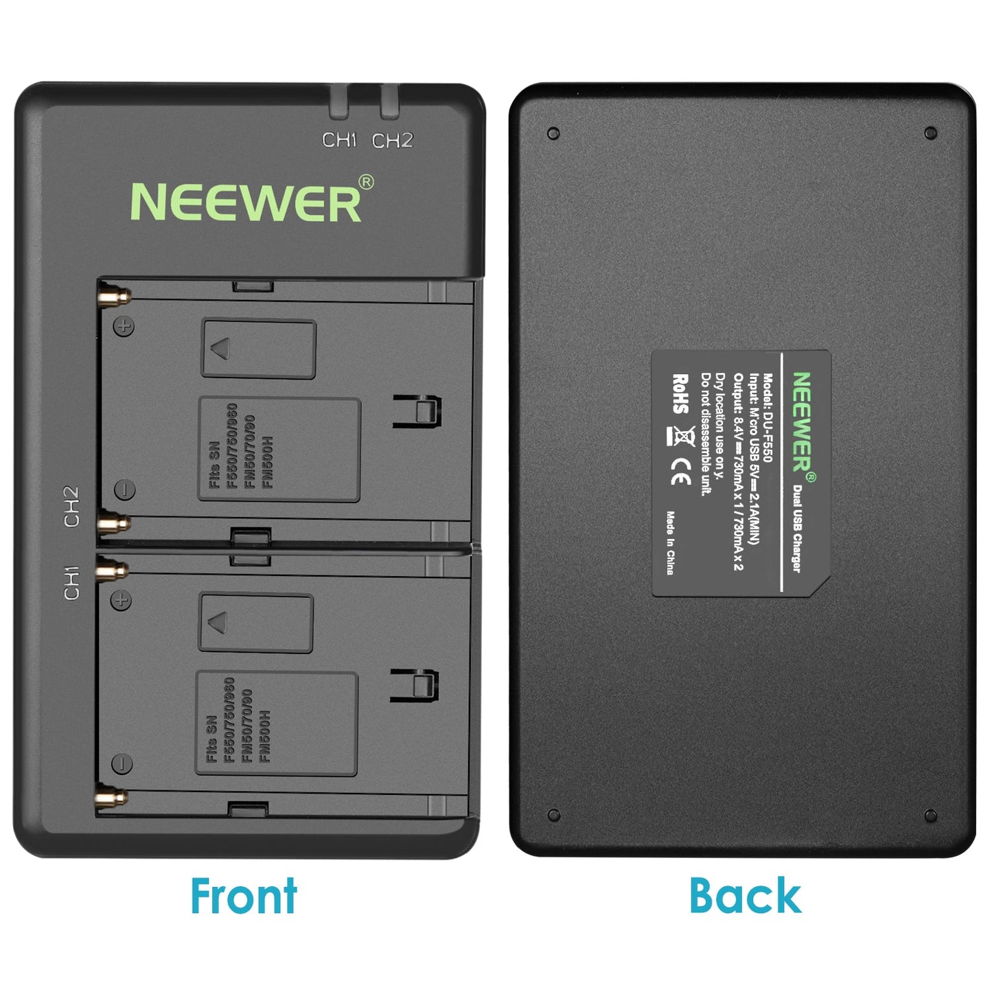 NEEWER 2-Pack NP-F970 6600mAh Li-ion Replacement Battery Set for Sony