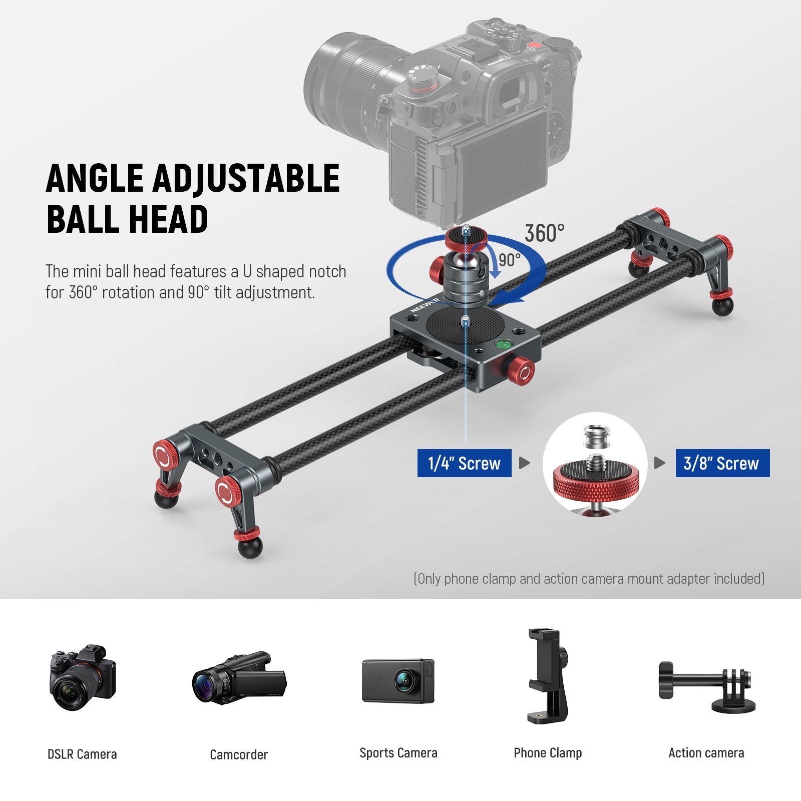 NEEWER CS1M/CS2M Carbon Fiber Camera Slider