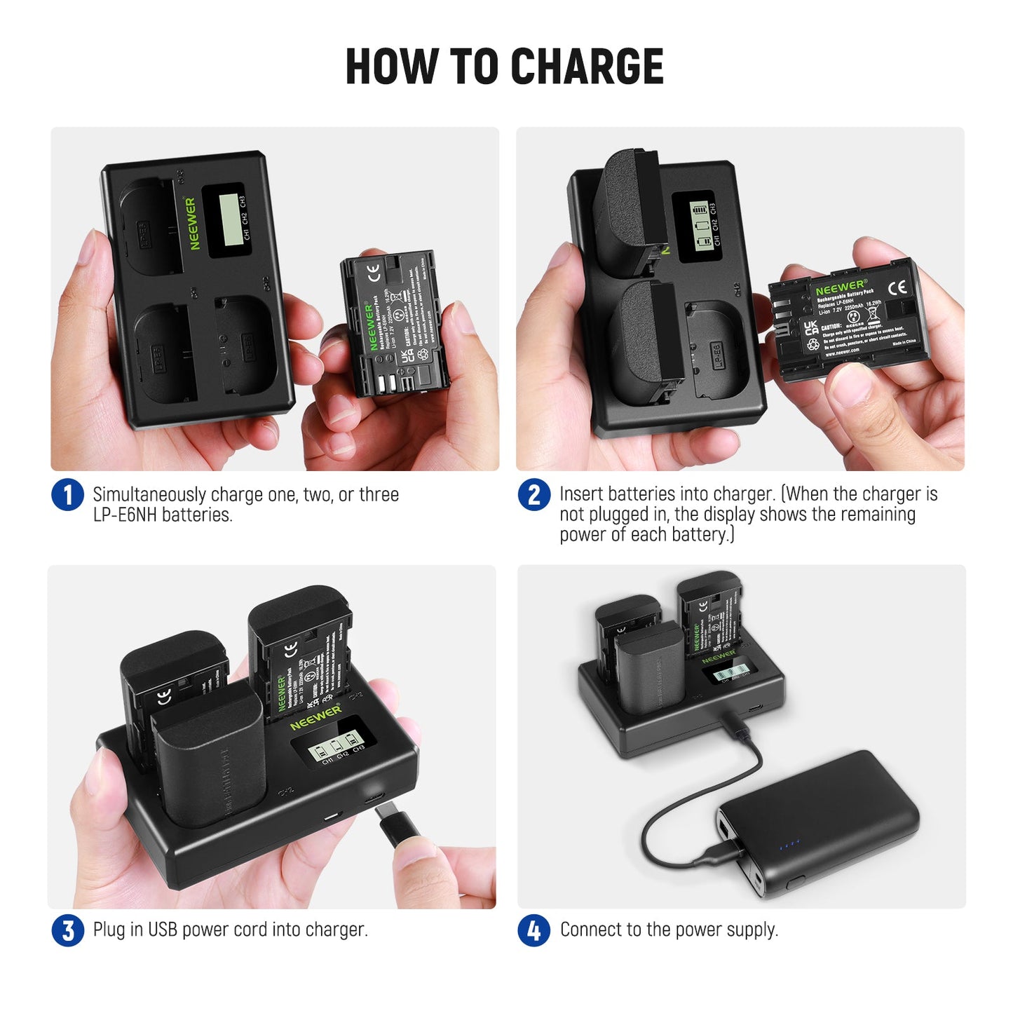 NEEWER LP-E6NH R6 II Replacement Battery Charger Set For Canon