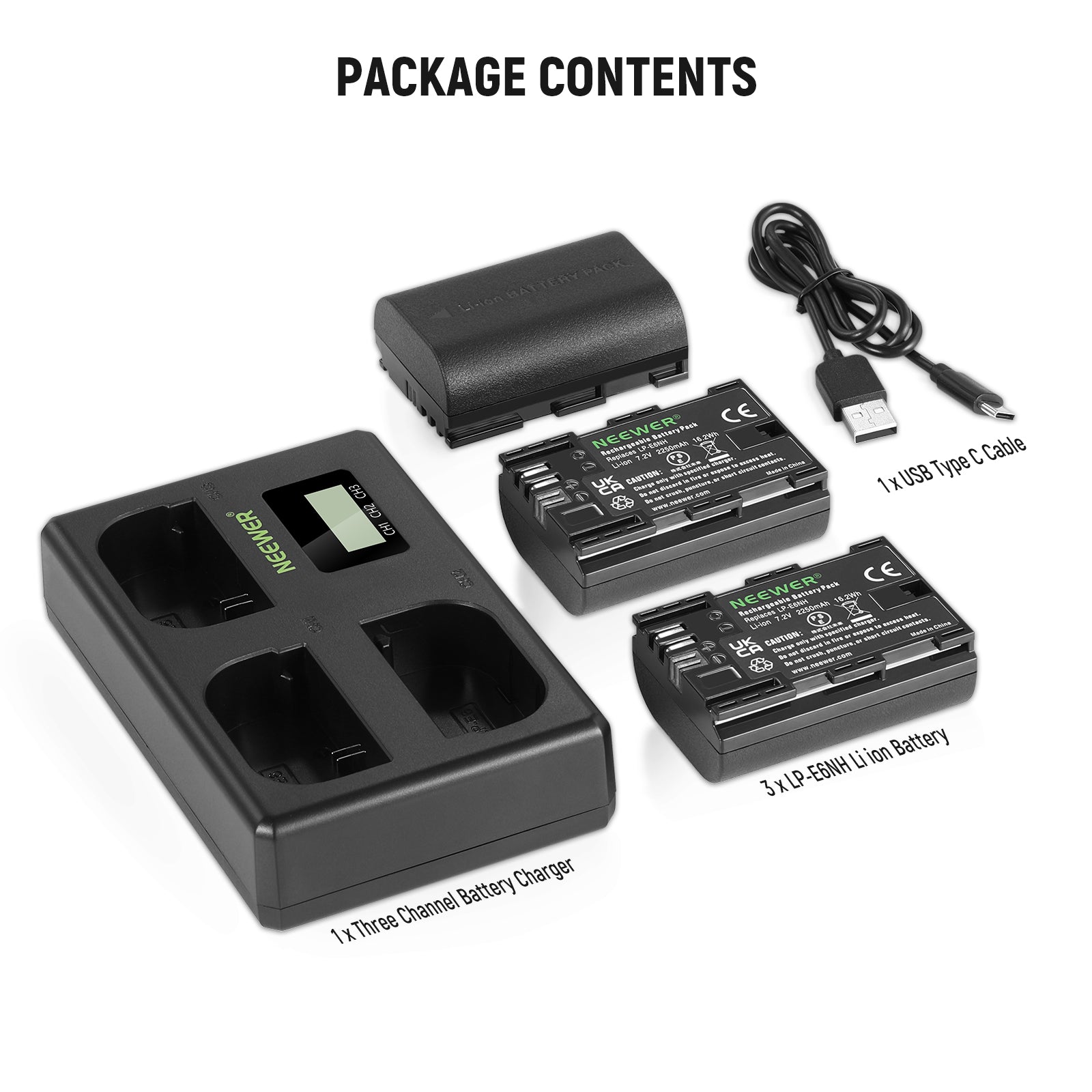 NEEWER LP-E6NH R6 II Replacement Battery Charger Set For Canon