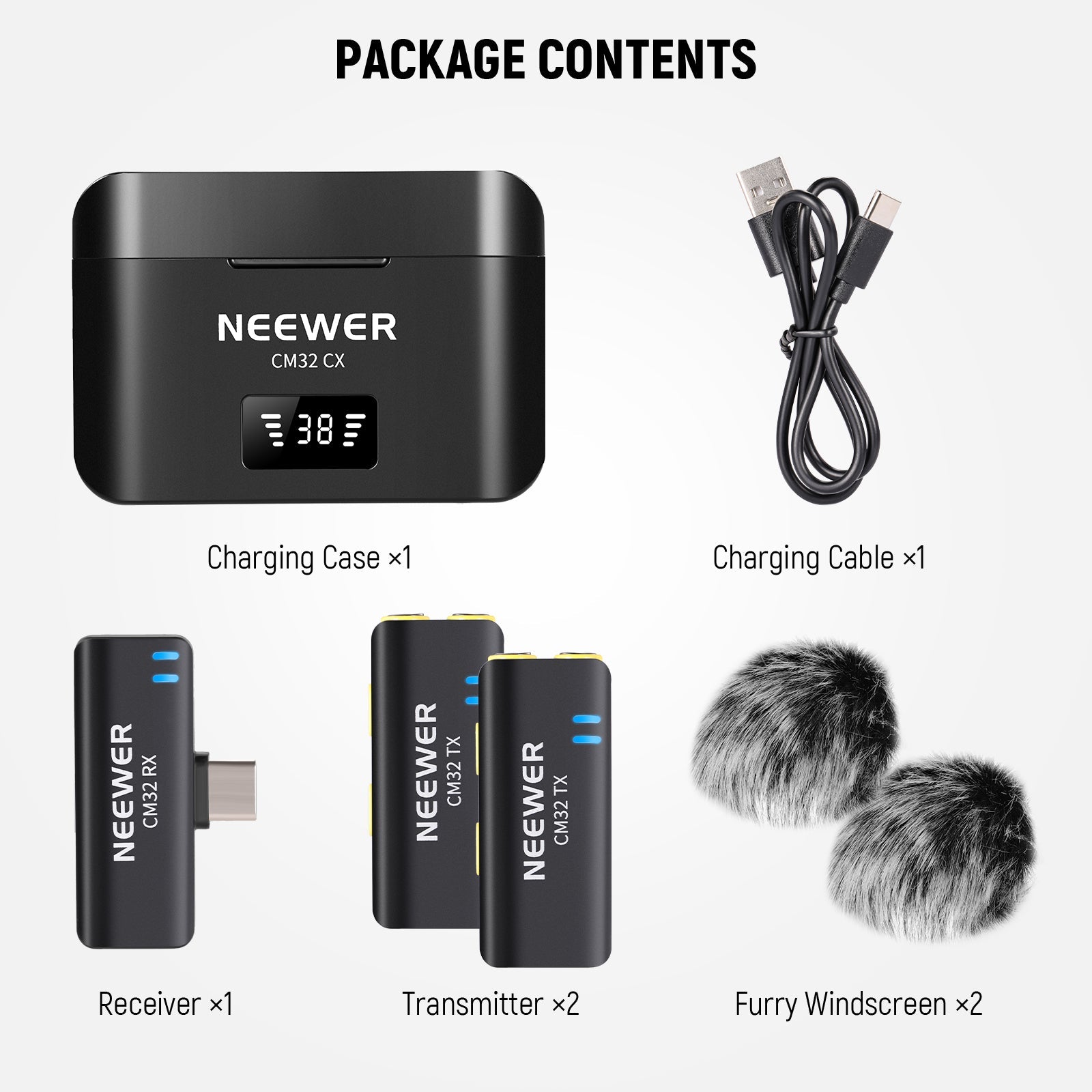 NEEWER CM32 Wireless Lavalier Microphone for USB C