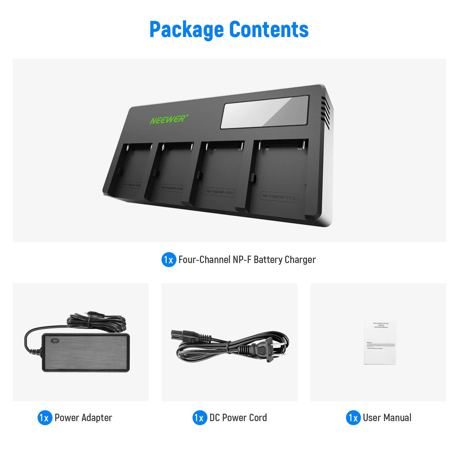 NEEWER DP-F970 4-Channel Sony NP-F Battery Charger