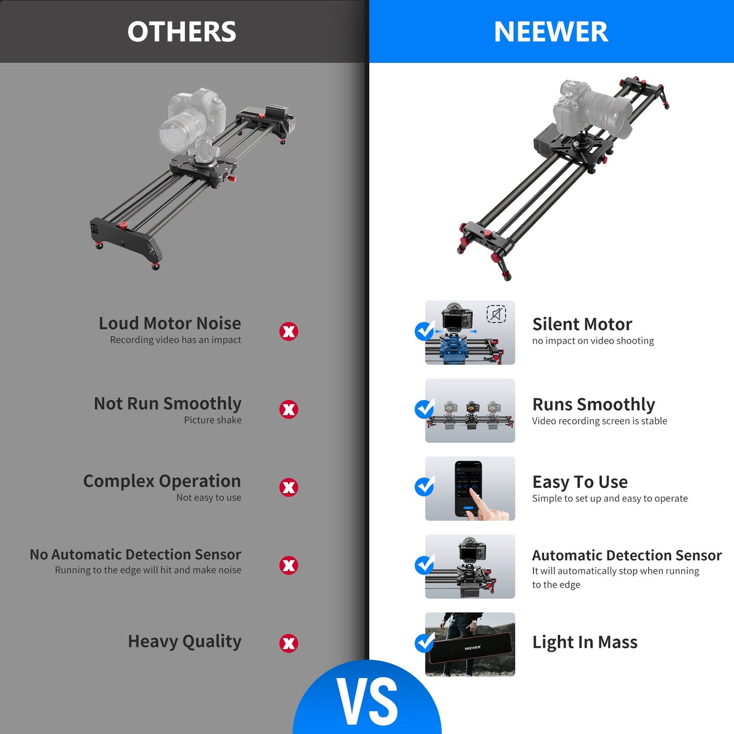 NEEWER ER1 Motorized Carbon Fiber Camera Slider