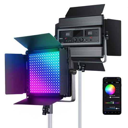 RGB1200 60W RGB LED Video Light Supports APP & 2.4G Remote Control, 22000 Lux/0.5m 360 Full Color RGB CRI 97+