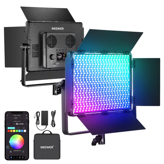 PL60C RGB LED Panel Video Light APP/2.4G/DMX Control, 60W 23000Lux/0.5m 2500K-10000K RGBCW Pro Photography Studio