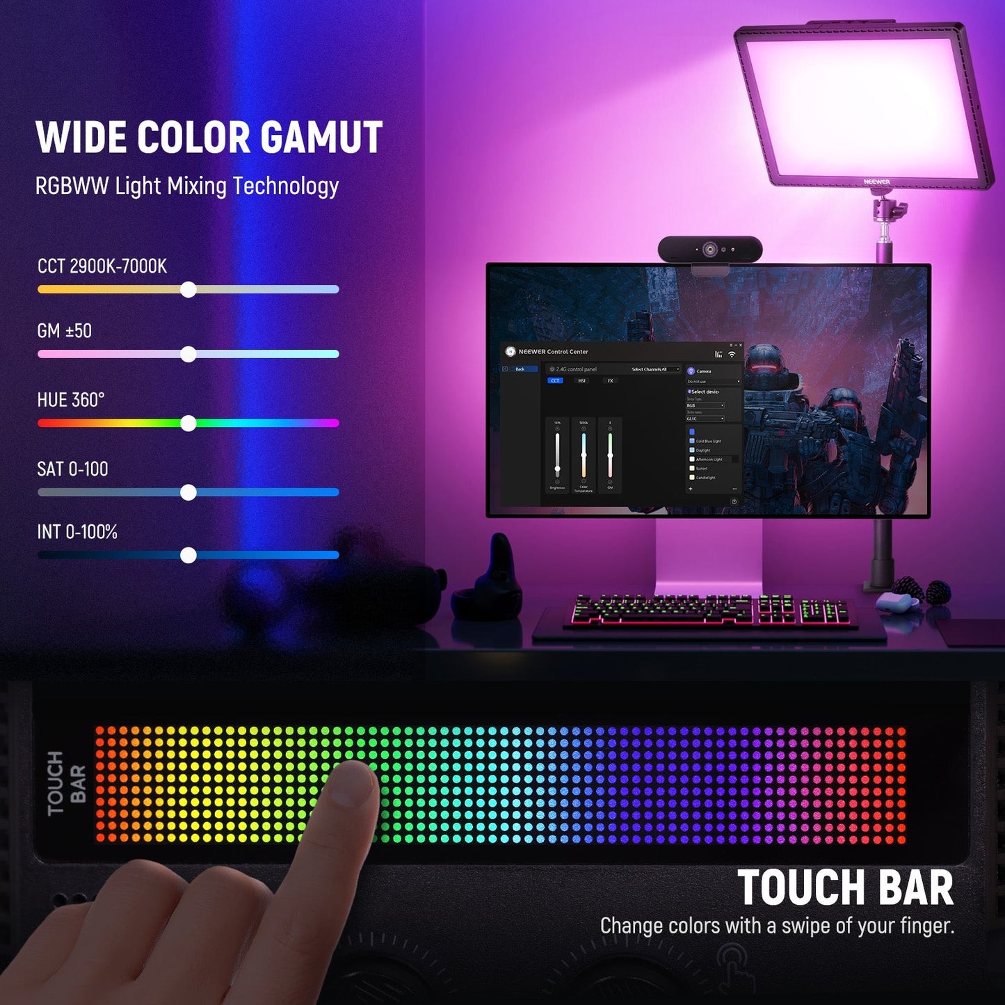 18 Scenes Photo Audio Video Lighting Live Streaming Led Rgb Video Light 2900K-7000K Gaming Light