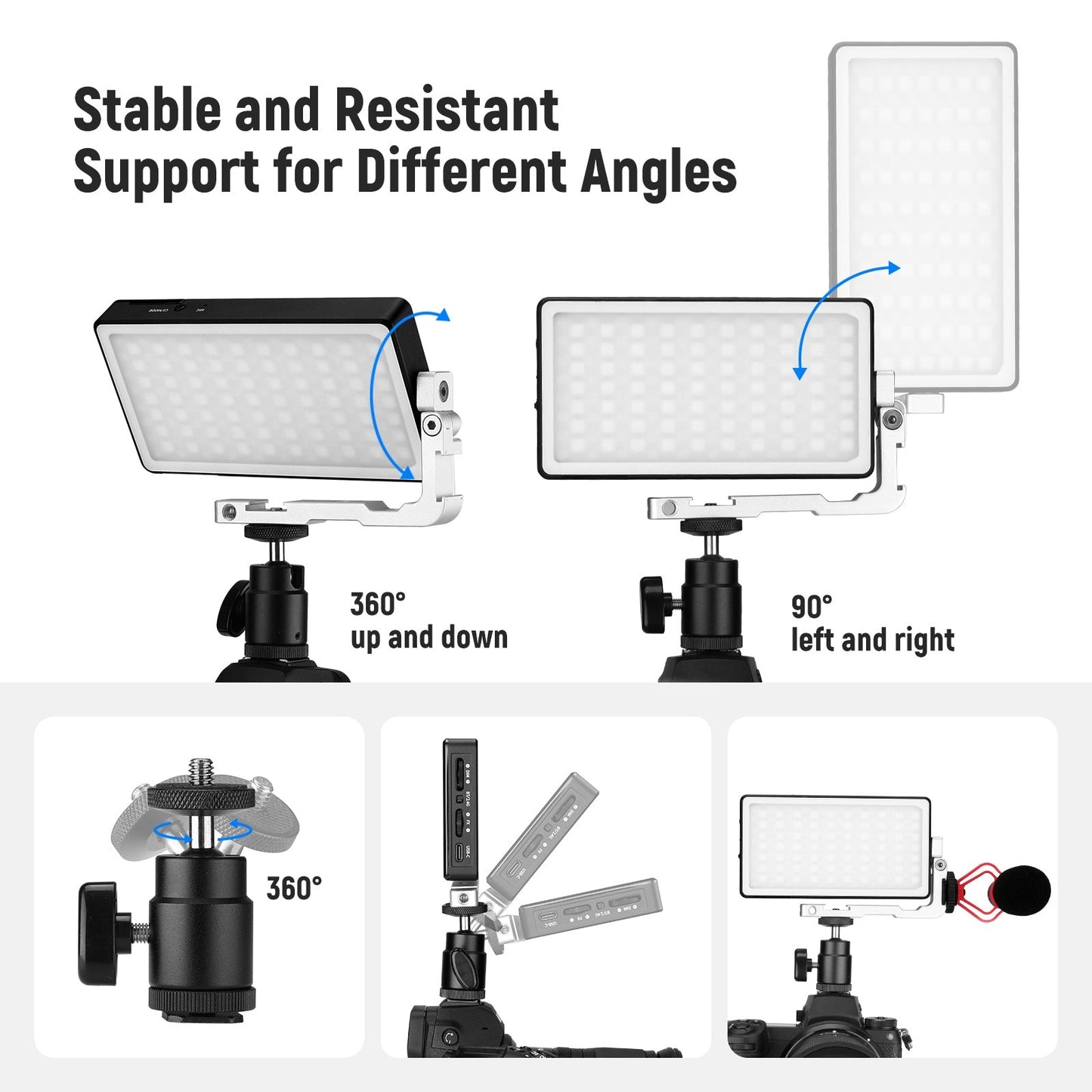 Aluminum Alloy Body Camera Light Panel 12W 4300mAh Battery 2500-10000K CRI97 Neewer Panel Lighting RGB Video Light