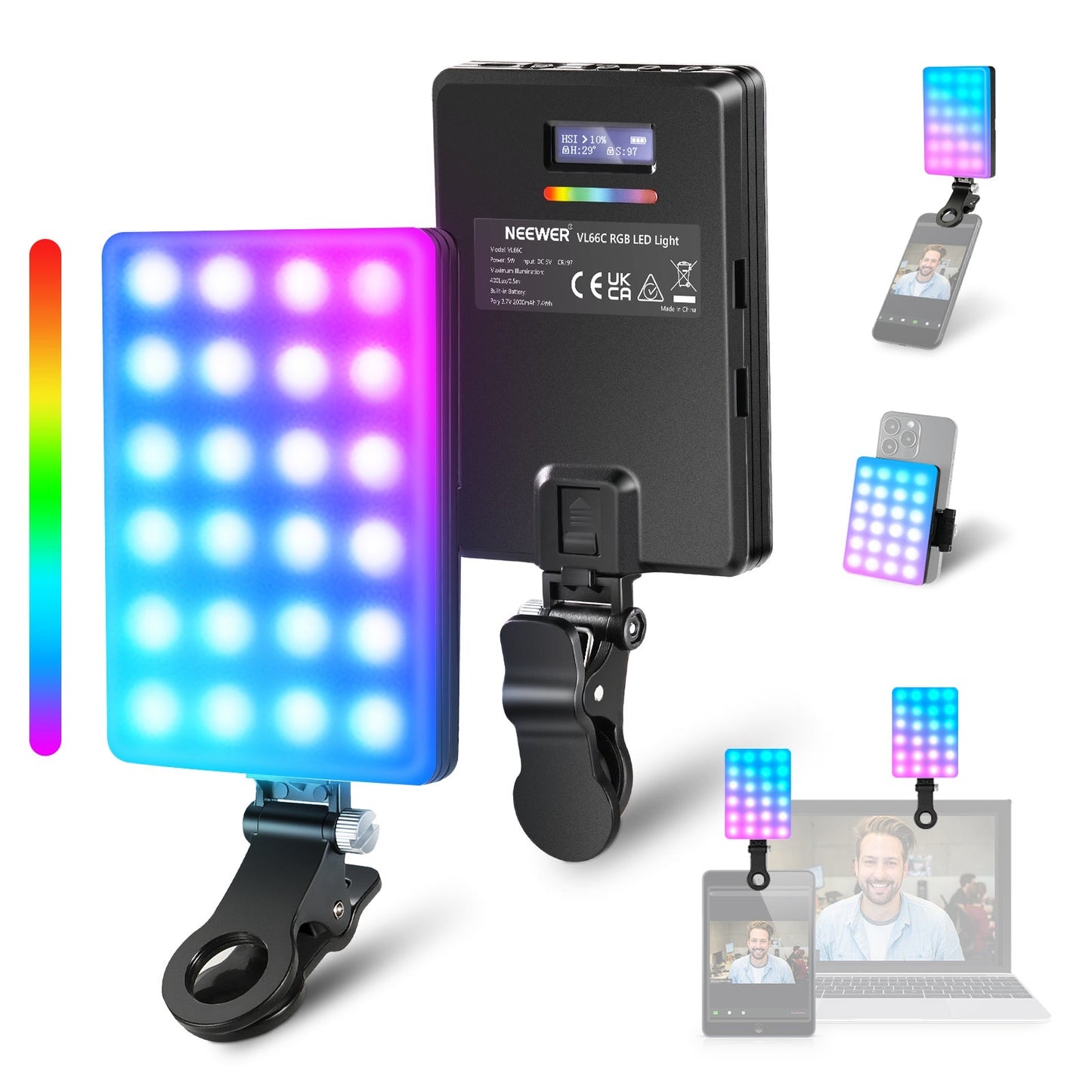 VL67C RGB Selfie Light with APP Control 94 LED CRI97 2000mAh Cold Shoe Mount as Camera Light Portable for phone