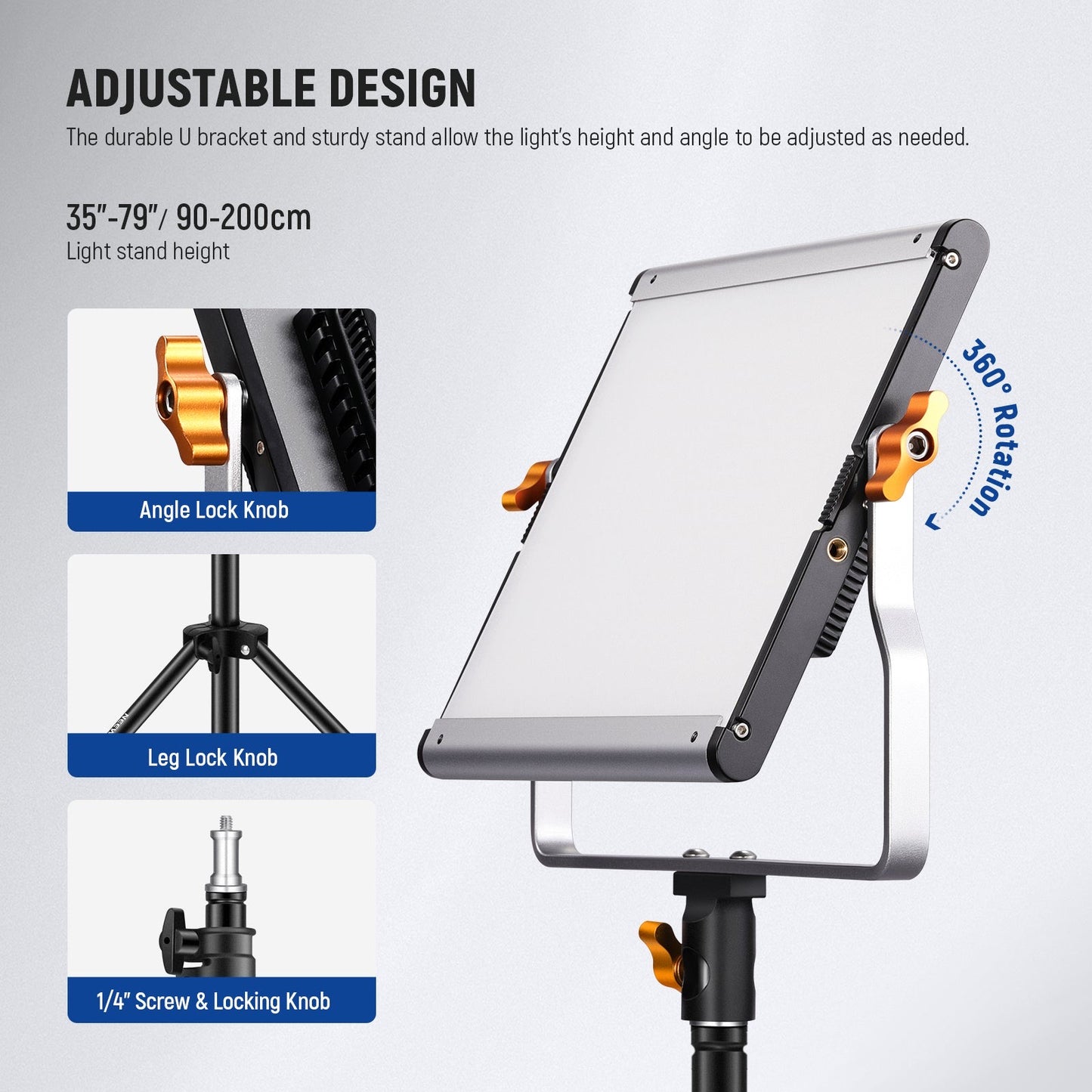 2 Packs NL480 Dimmable Bi-Color 480 LED Video Light and Stand Lighting Kit 3200~5600K CRI 96+ LED Panel with U Bracket