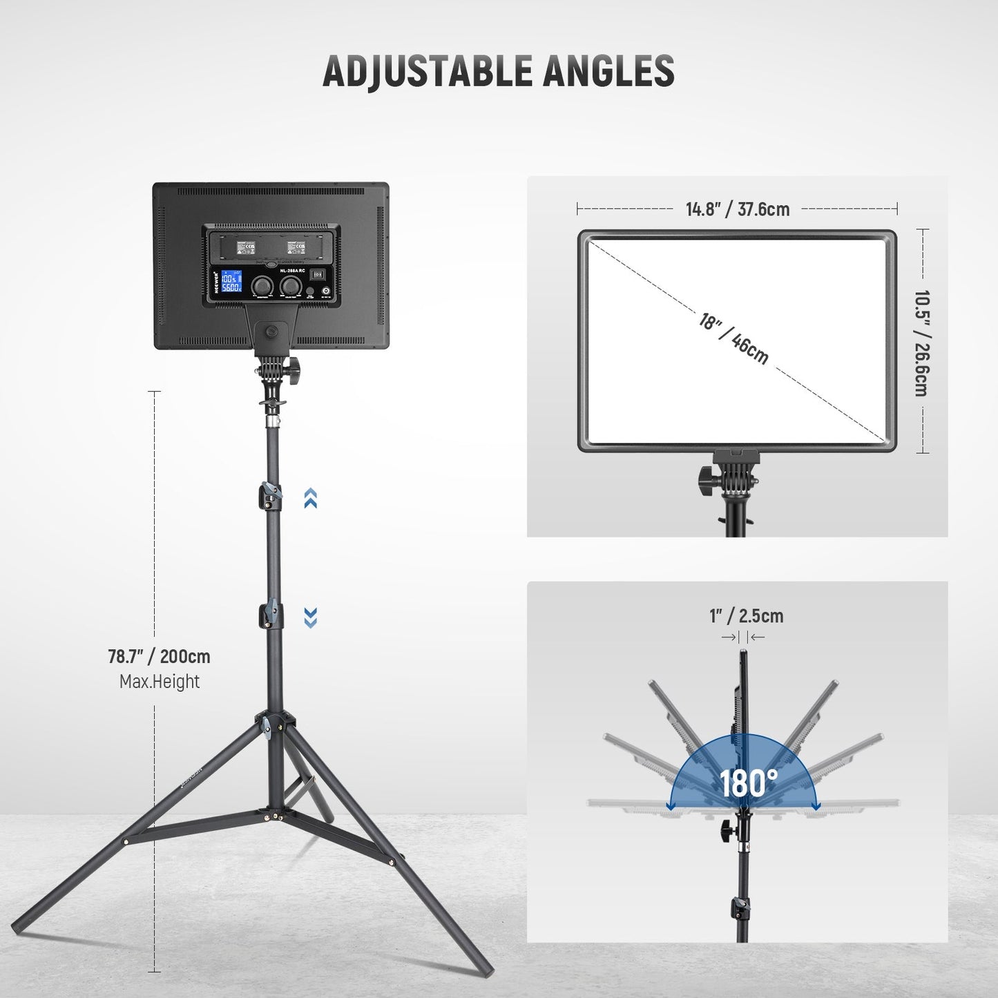 2 Pack NL-288ARC Bi-Color LED Panel Light Stand Kit