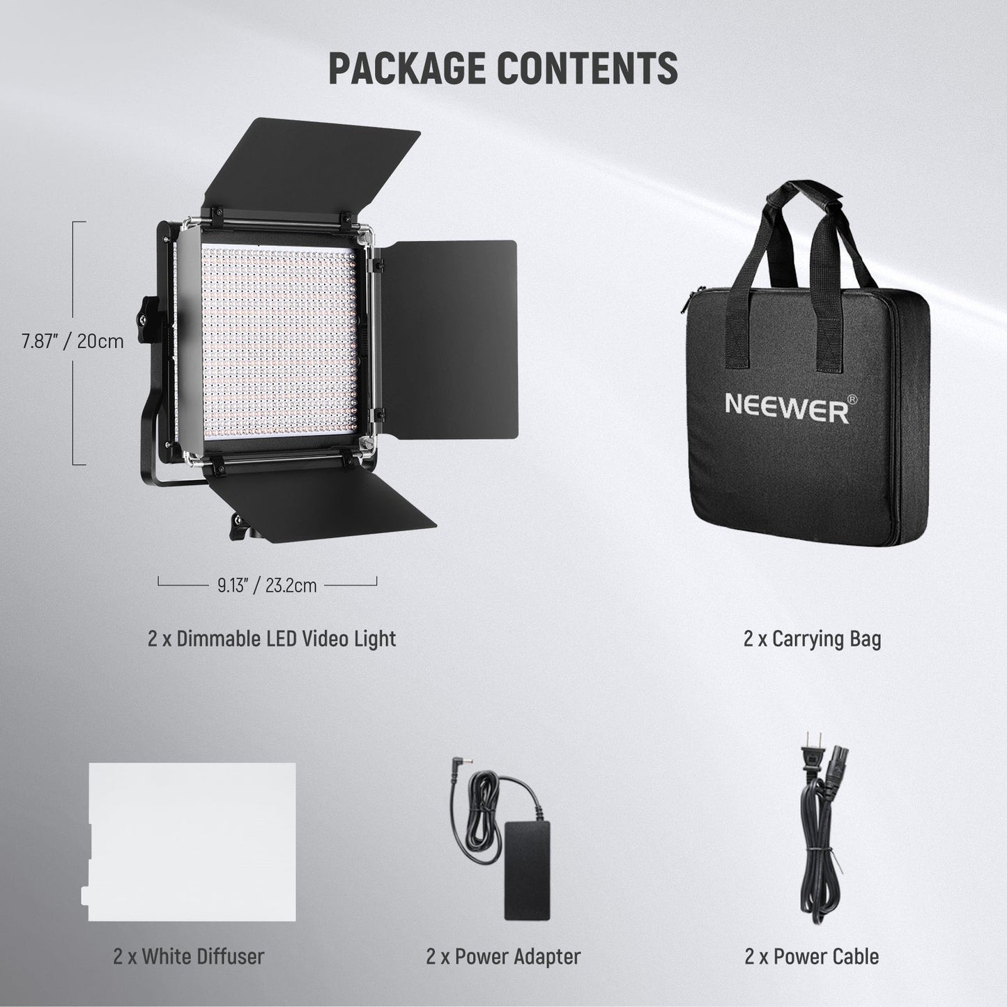 2Pcs Professional Metal Bi-Color LED Video Lights for Studio, YouTube, Product Photography, Video Shooting, Durable