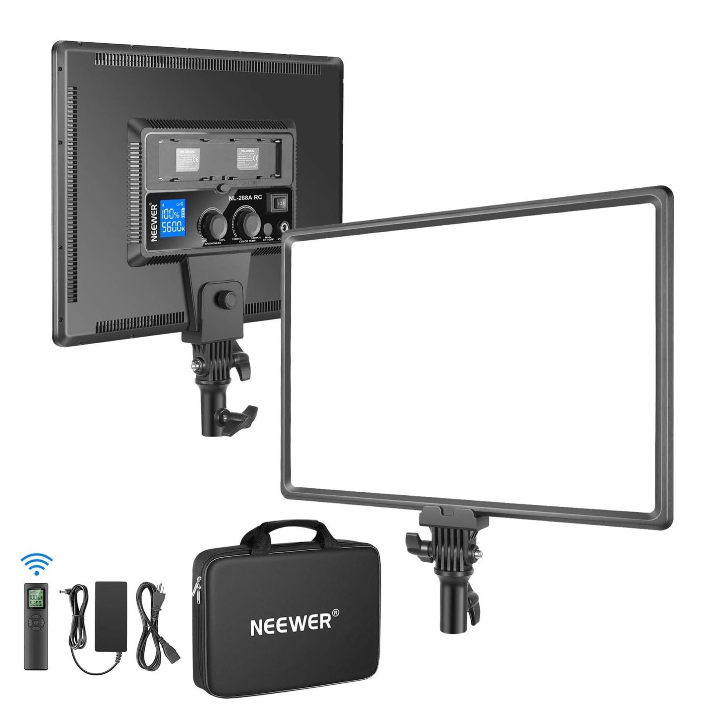 2.4G Remote LED Video Light 3200K-5600K CRI 97+ Dimmable Bi-color LED Panel Light Kit with LCD Display