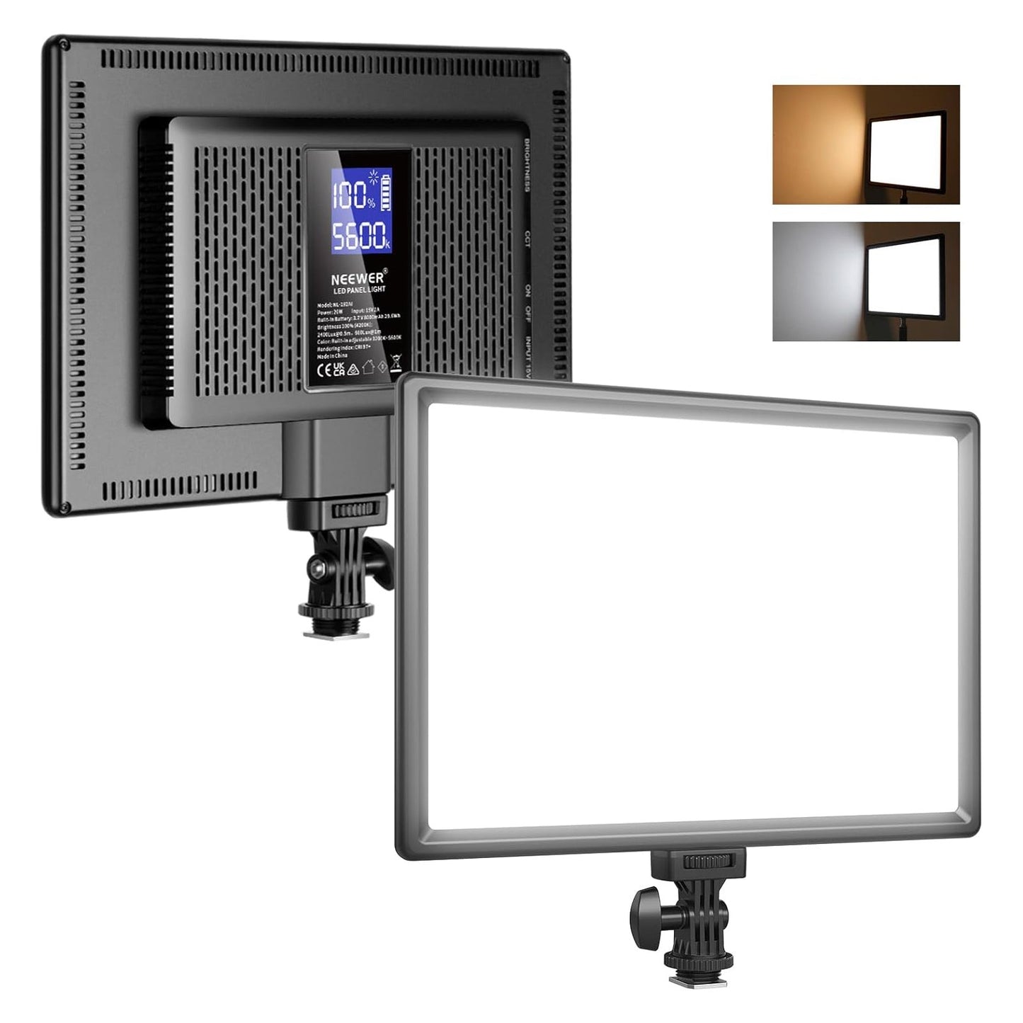 192 LED Video Light Panel 20W Ultra Thin Bi Color Dimmable DSLR Camera Soft Light 8000mAh Battery for Photography