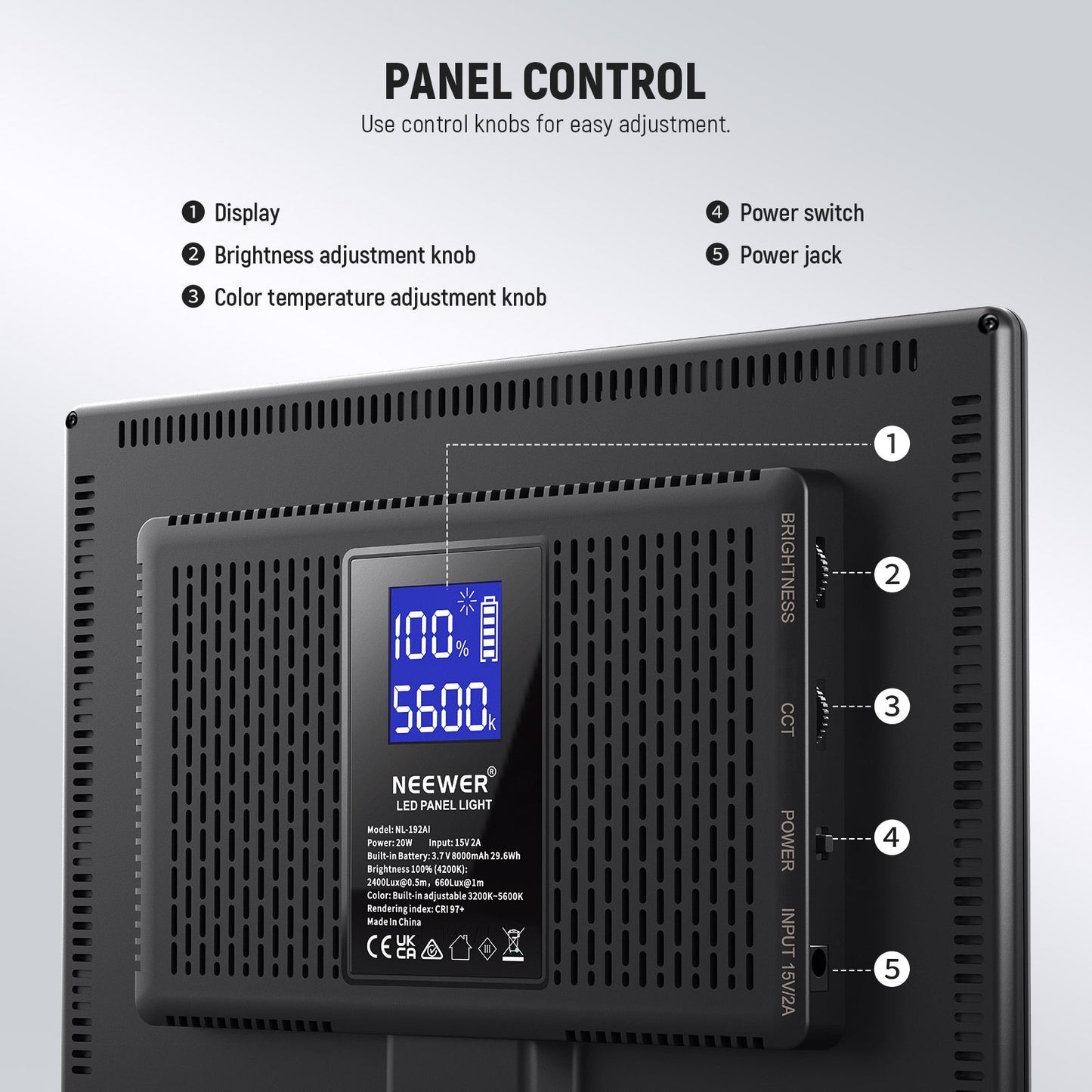 Light LED Video Panel,3300K-5600K Vlog Lighting, for Conference Live Broadcast Studio Photography Recording with Battery