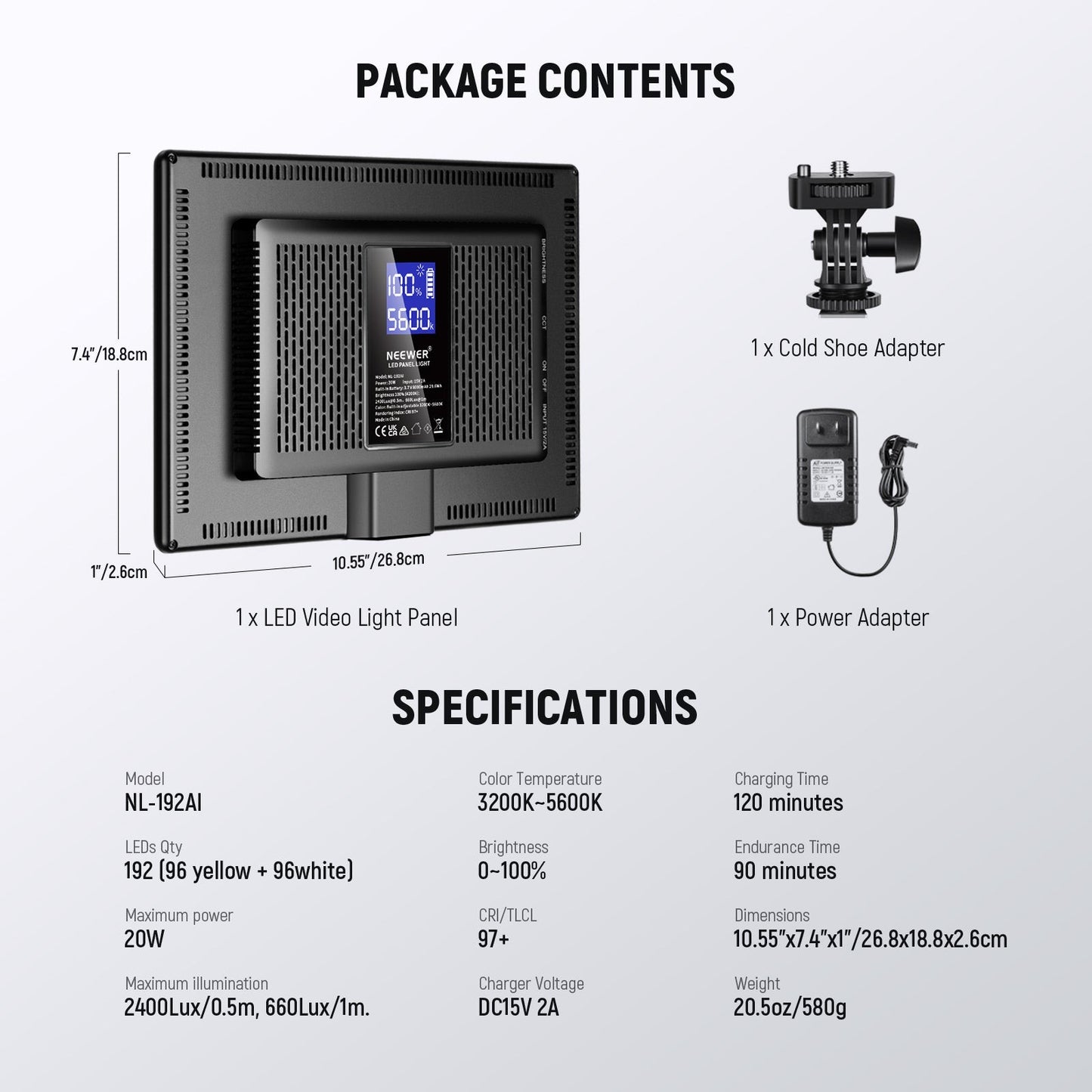 Light LED Video Panel,3300K-5600K Vlog Lighting, for Conference Live Broadcast Studio Photography Recording with Battery