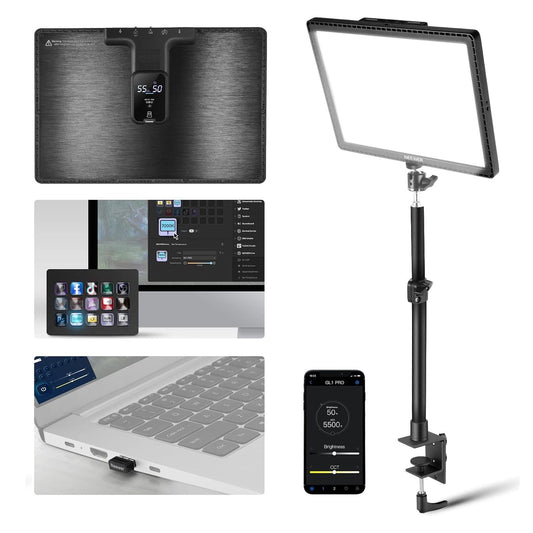 15.5" Key Streaming Light LED Studio Video Light Kit Led Panel Light with C-Clamp Stand for Gaming Video Recording