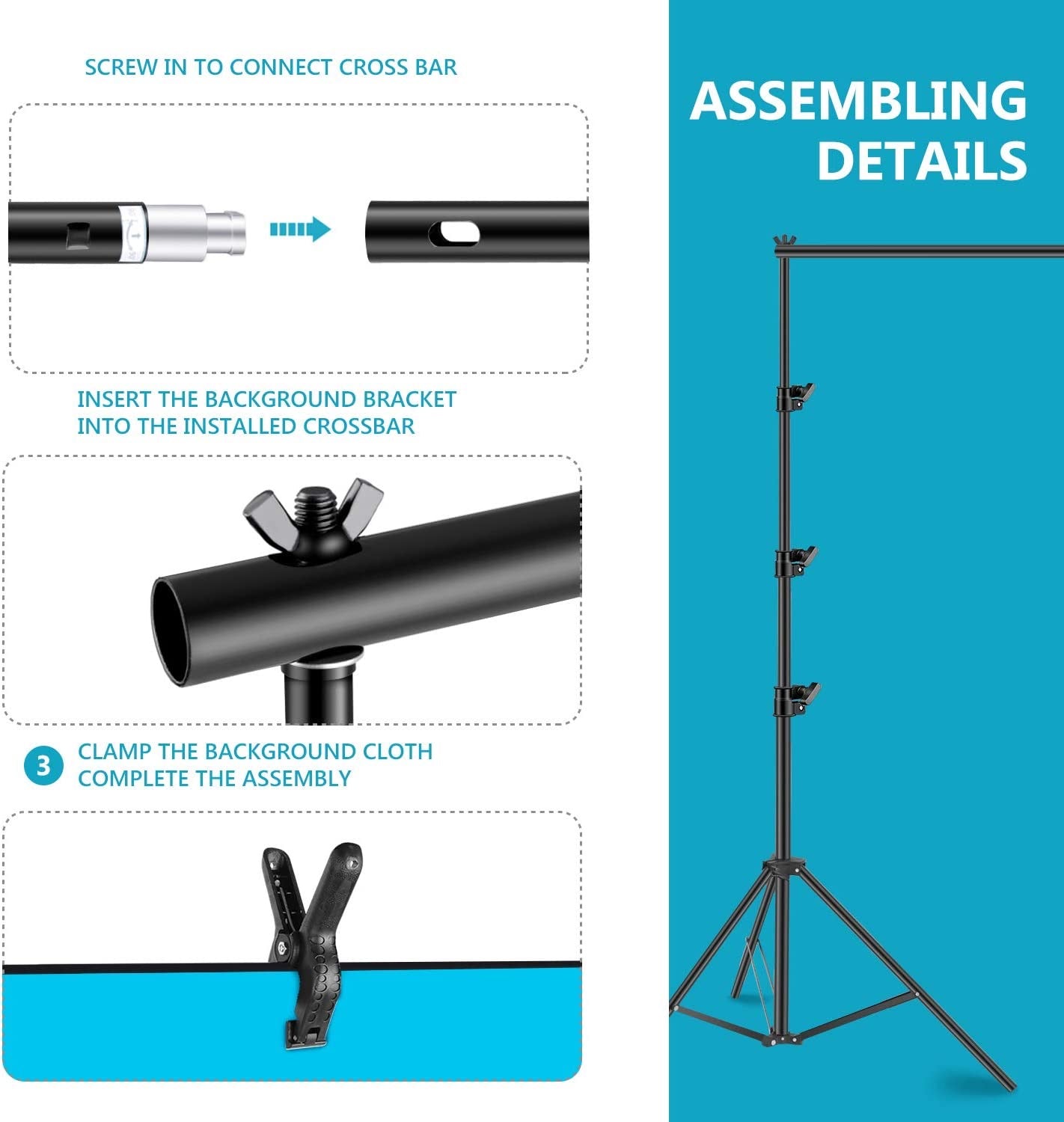 3x2.6m / 10x8.5ft Background Support System Lighting Kit