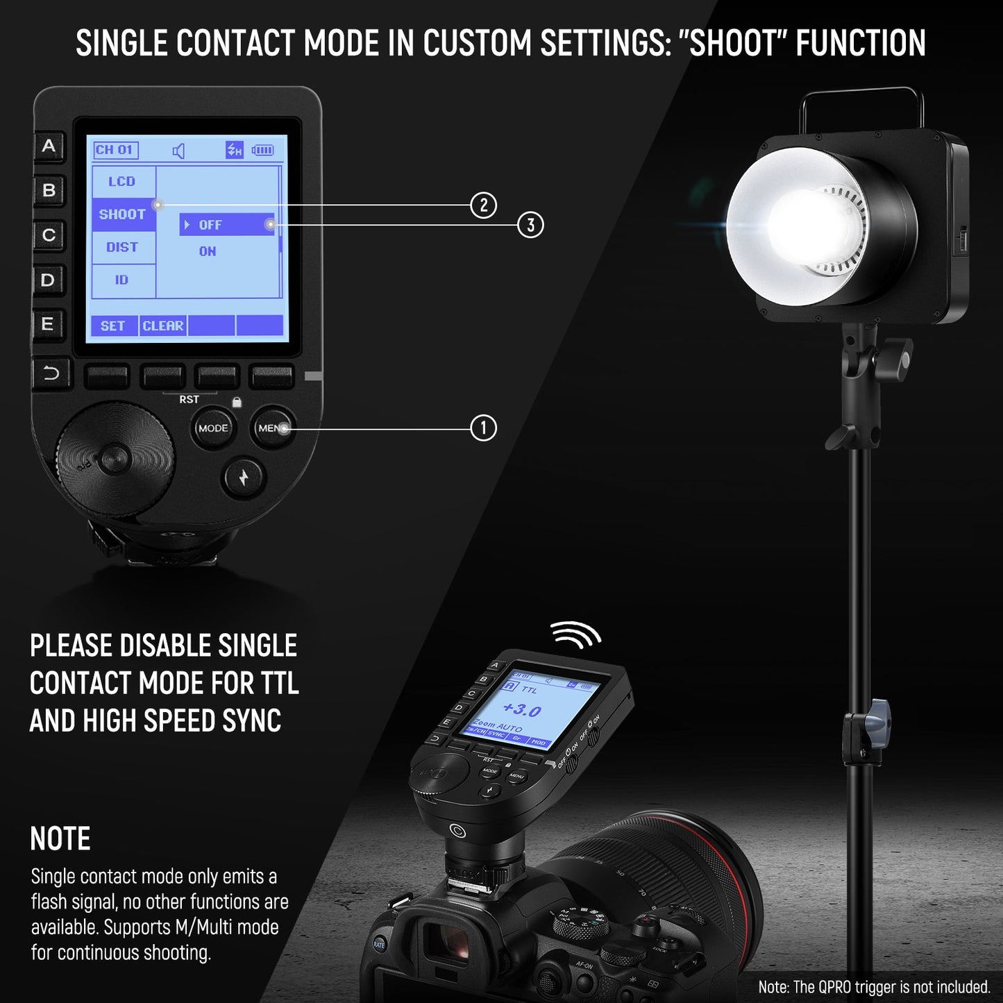 Q4 400Ws 2.4G TTL Studio Flash 2800mAh Battery Powered Outdoor Strobe Photography Moonlight with Carrying Bag