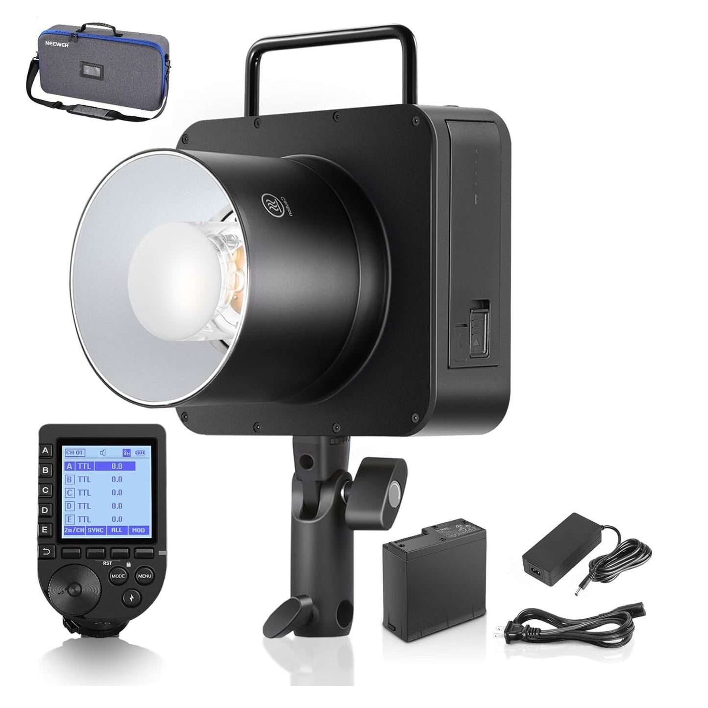 Q4 400Ws 2.4G TTL Studio Flash 2800mAh Battery Powered Outdoor Strobe Photography Moonlight with Carrying Bag