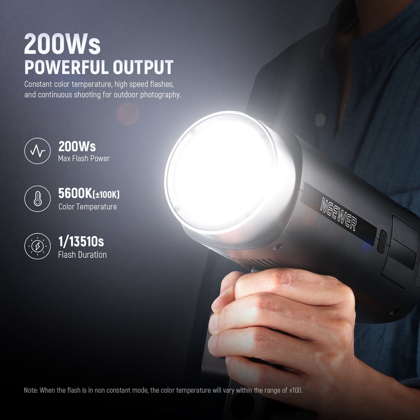 Q200 200Ws 2.4G Outdoor Strobe Flash with App Control