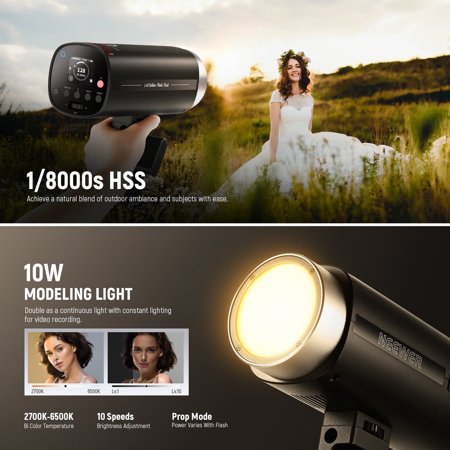 Q200 200Ws 2.4G Outdoor Strobe Flash with App Control