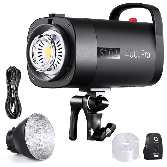 S101-300W Strobe Flash Light with 9 Levels 150W Modeling Lamp, 300Ws GN58 5600K with Standard Bowens Mount Reflector, S1