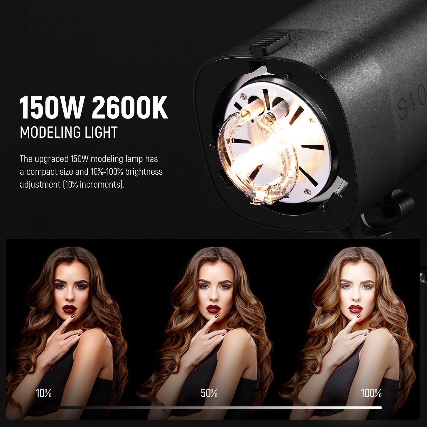 S101-300W Professional Studio Moonlight Strobe Flash Light 300W 5600K with Modeling Lamp Aluminium Alloy Bowens Mount