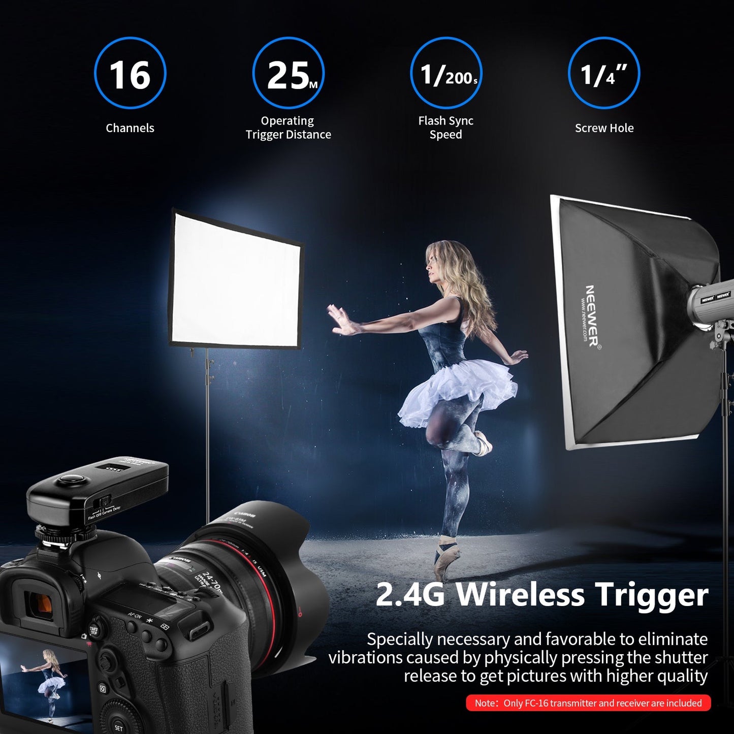 FC-16 Multi-Channel 2.4GHz 3 in 1 Wireless Flash/Flash Trigger with Remote Shutter for D7100 D7000 D5100 D5000