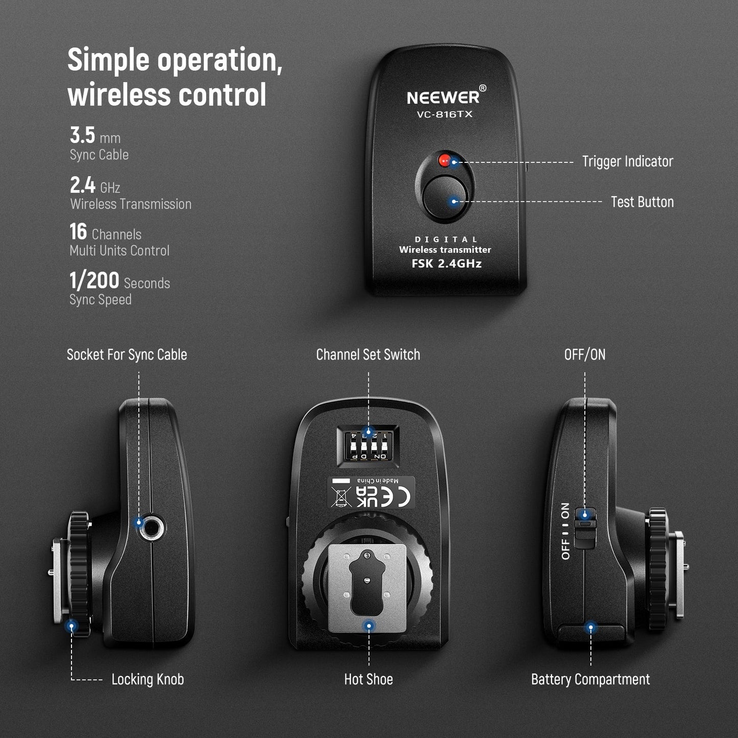 VC-816TX Wireless Trigger for Vision4 & ML300