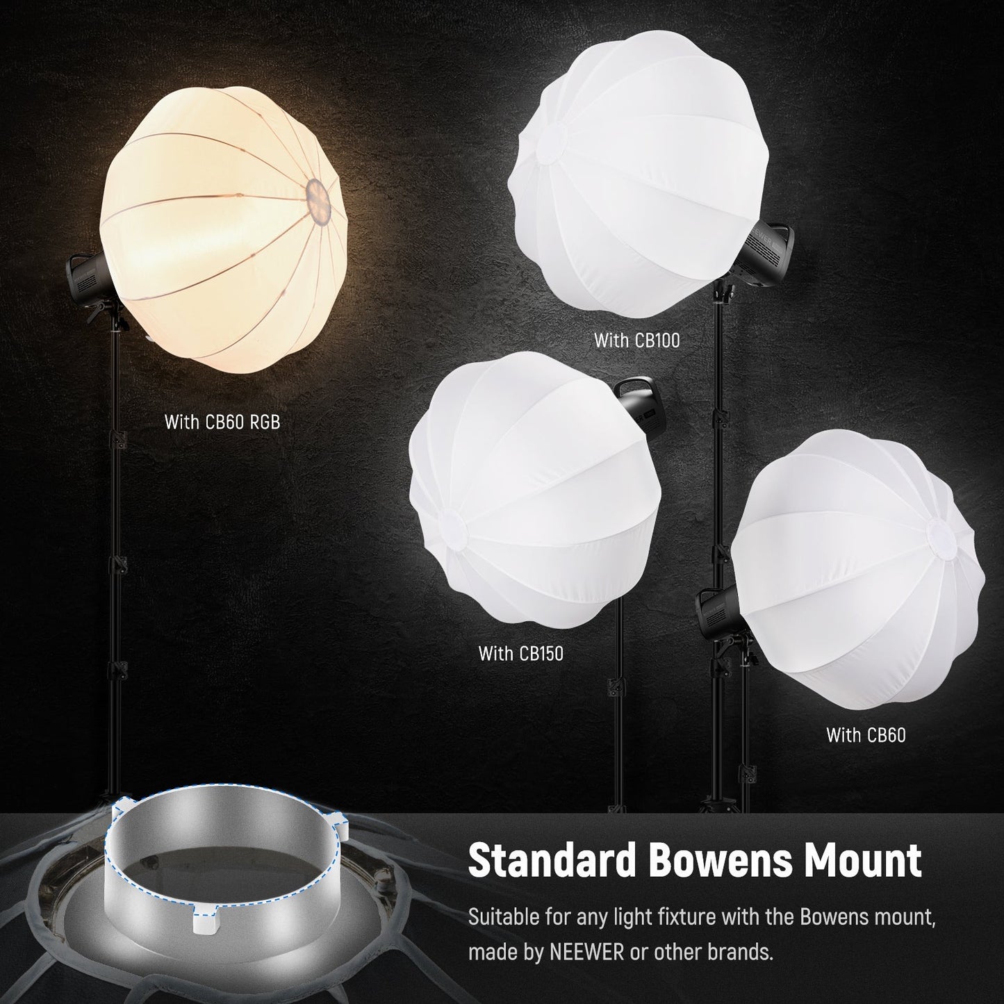 35"/90cm Lantern Softbox Portable RGB Studio Lantern Bowens Mount Photo Studio Lantern Softbox