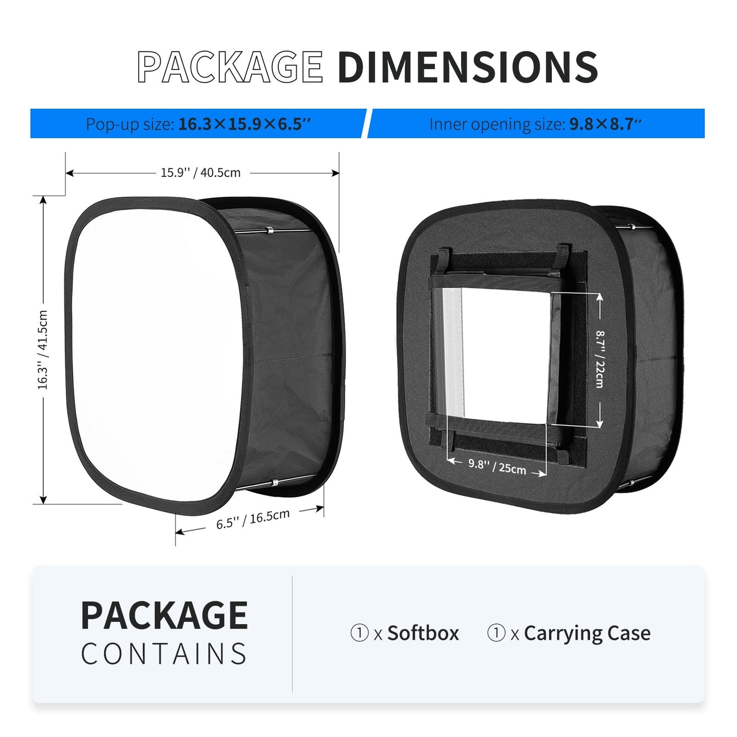 LED Light Panel Softbox for 660/530/480 LED Light - Outer 16.3'' x 6.5'', Inner 9.8'' x 8.7'', Foldable Light Diffuser