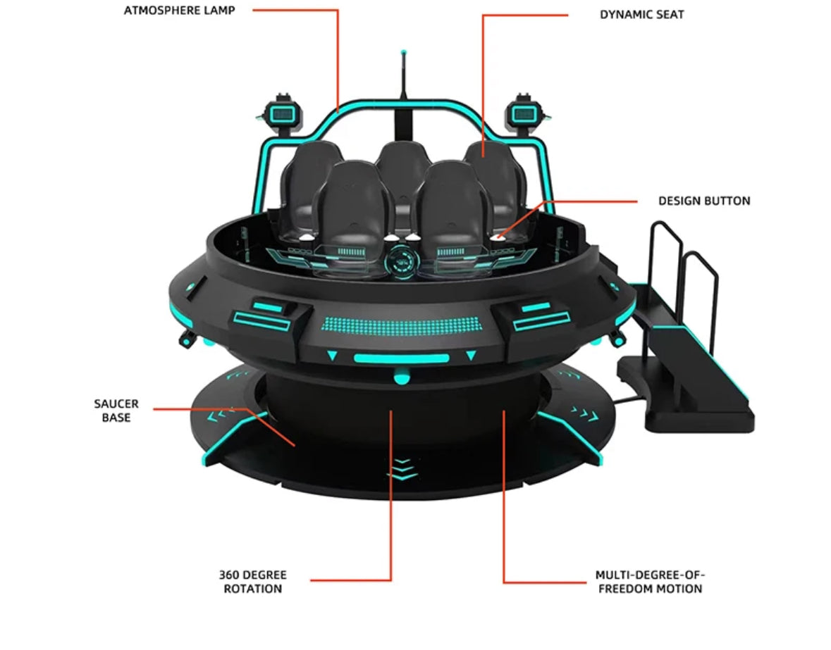 Virtual Reality Experience Hall Game Equipment 360 Vr Rotation Simulator 9d Vr Cinema 5 Person Flying Saucer