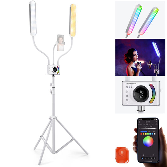 BH40C RGB 36W Double Arm Esthetician Light Kit App Control LED Fill Light Dimmable Video Light for Photo Studio