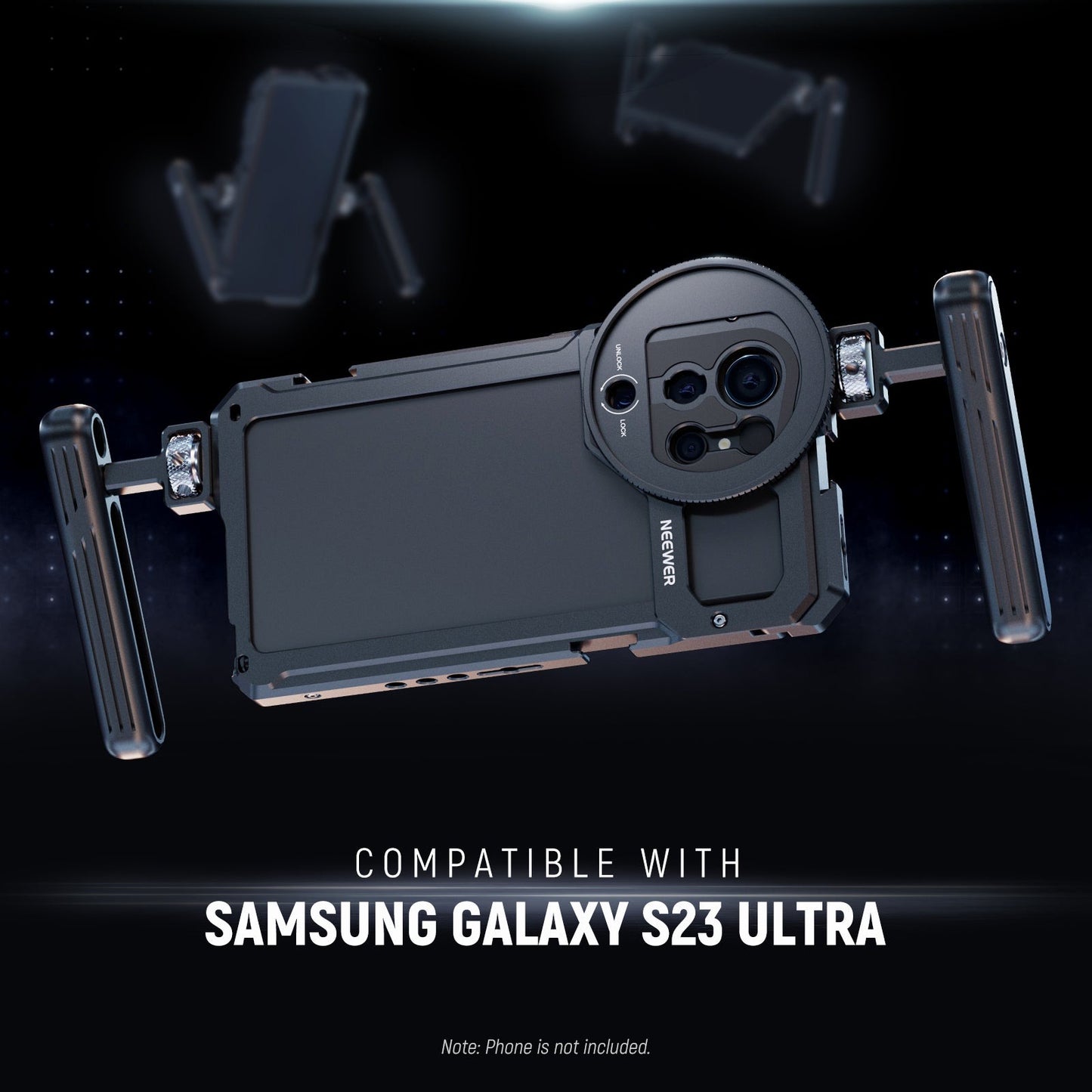 S23 Ultra Cage Video Rig with Dual Side Handles, 67mm Lens Filter Thread Adapter, All Metal Mobile Phone Stabilizer for