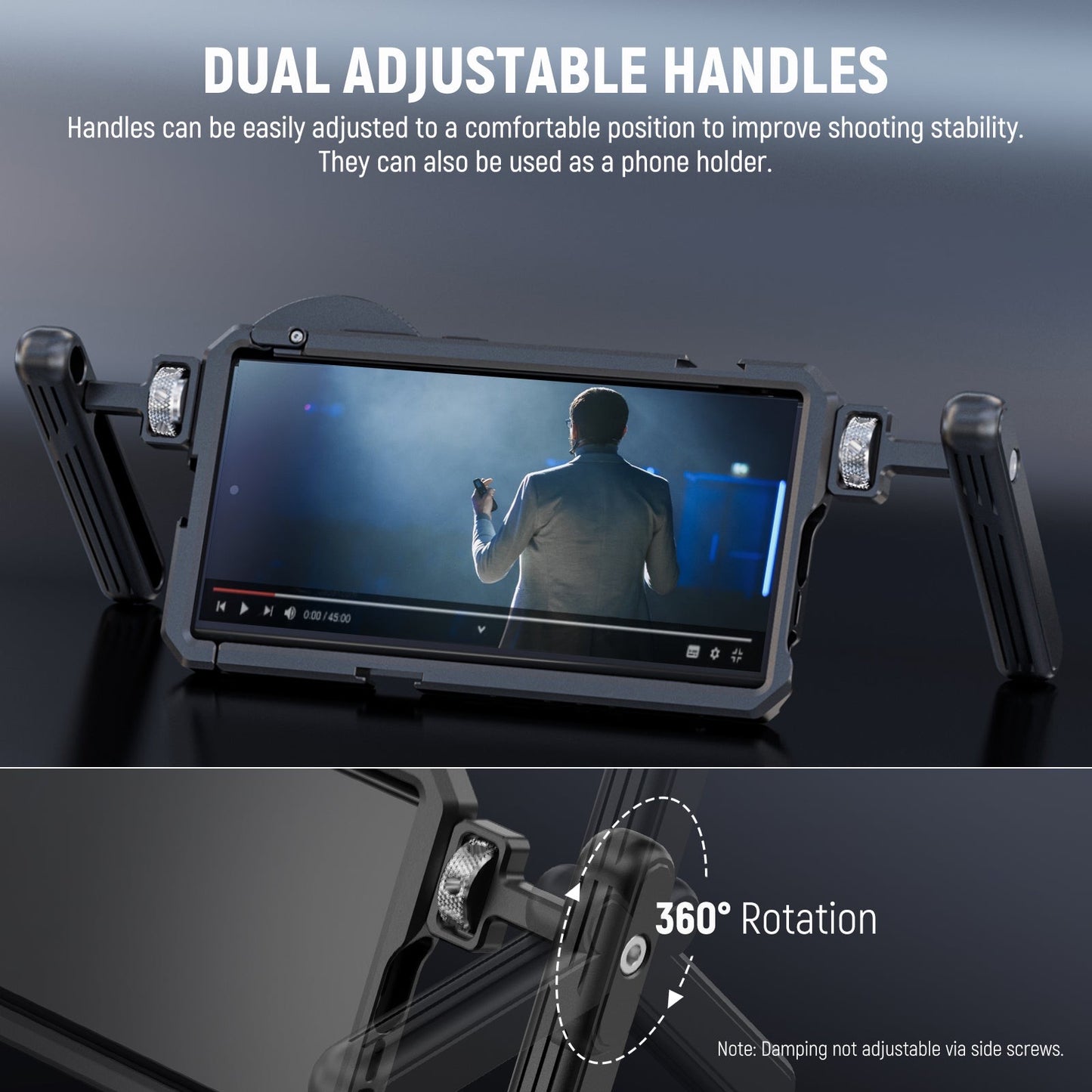 S23 Ultra Cage Video Rig with Dual Side Handles, 67mm Lens Filter Thread Adapter, All Metal Mobile Phone Stabilizer for