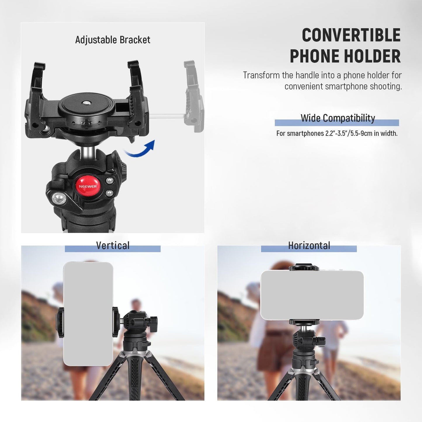 Adjustable Tabletop Tripod Compatible with DSLR Camera with Phone Holder