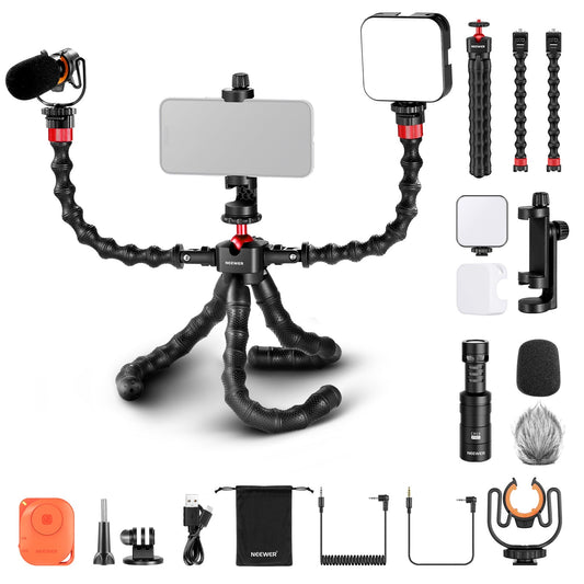 TP91 Flexible Tripod Vlog Kit with CM14 PRO Mic & PL81 LED Light