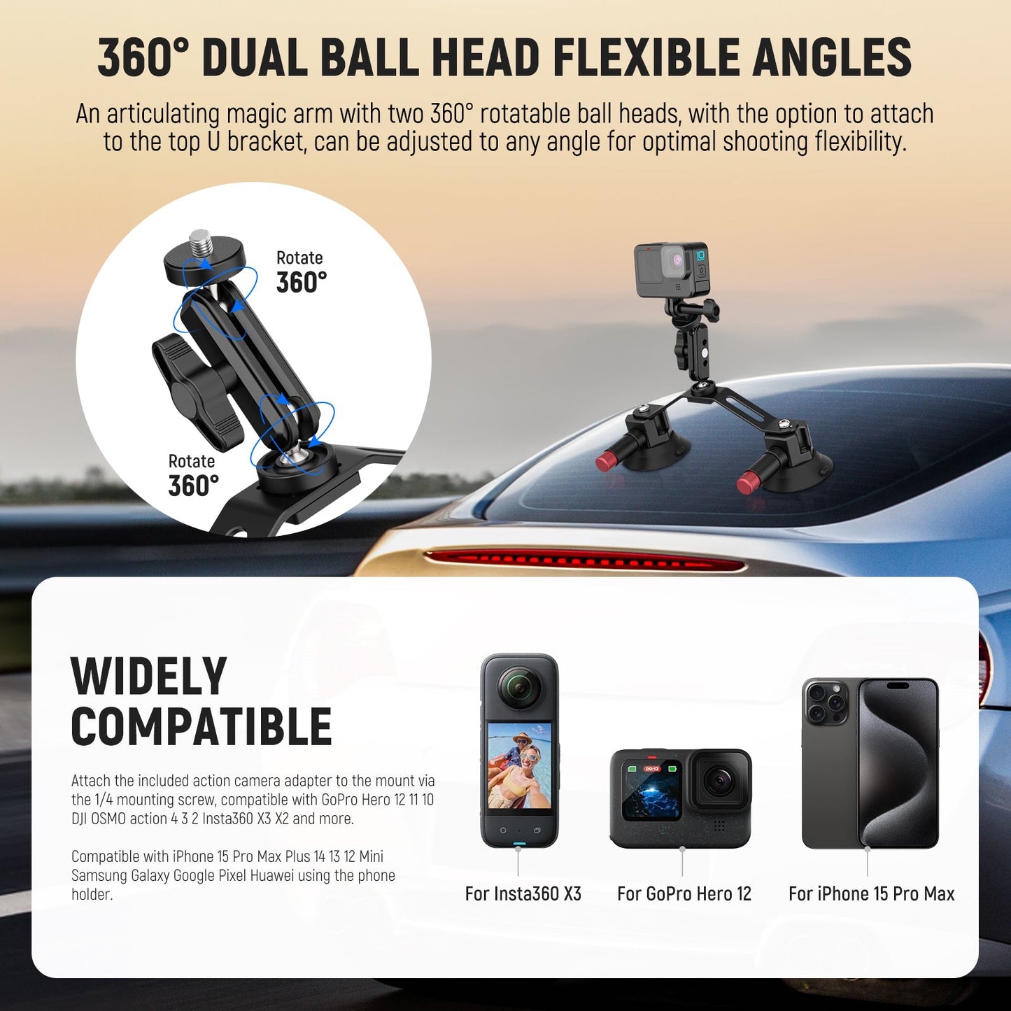 360 Degree Rotating Car Holder Driving Recorder Bracket Windshield car Suction Cup Phone Holder for Car