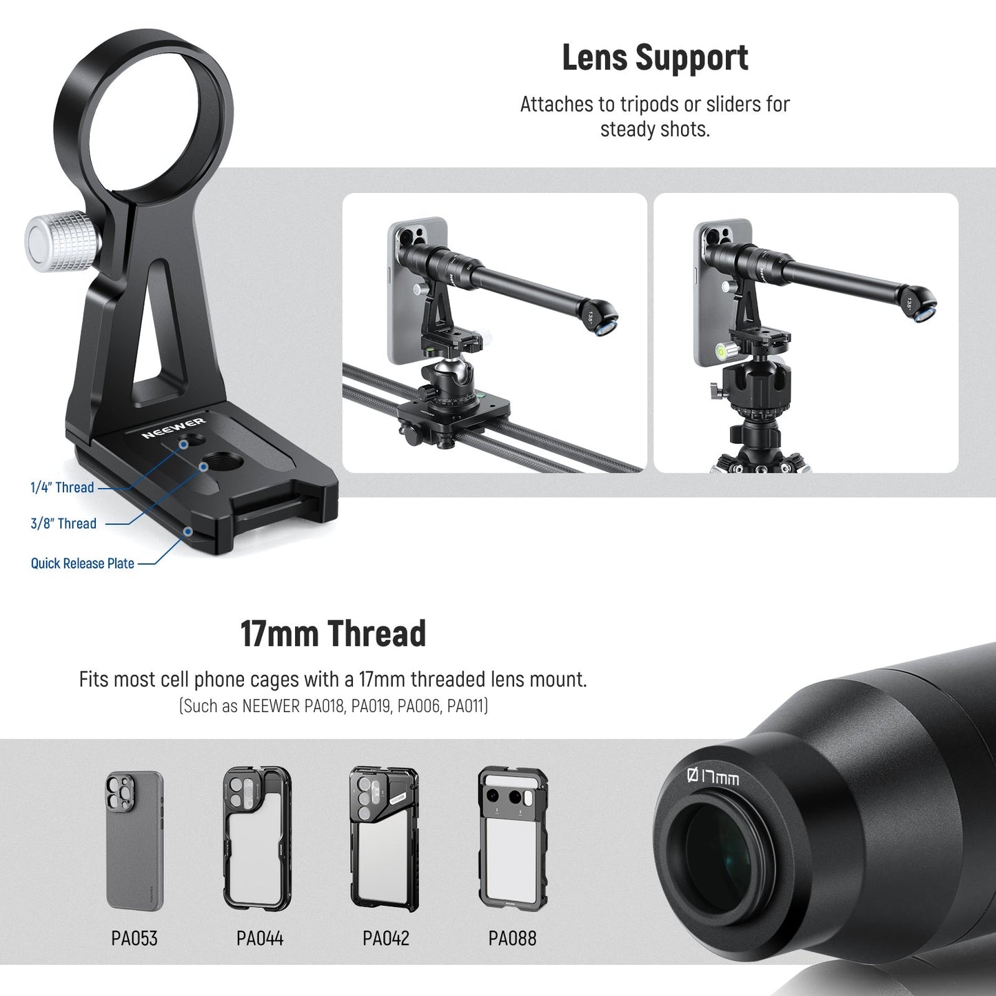 LS-51 18mm Wide Angle&2x Macro Probe Phone Lens for 17mm Thread Backplate