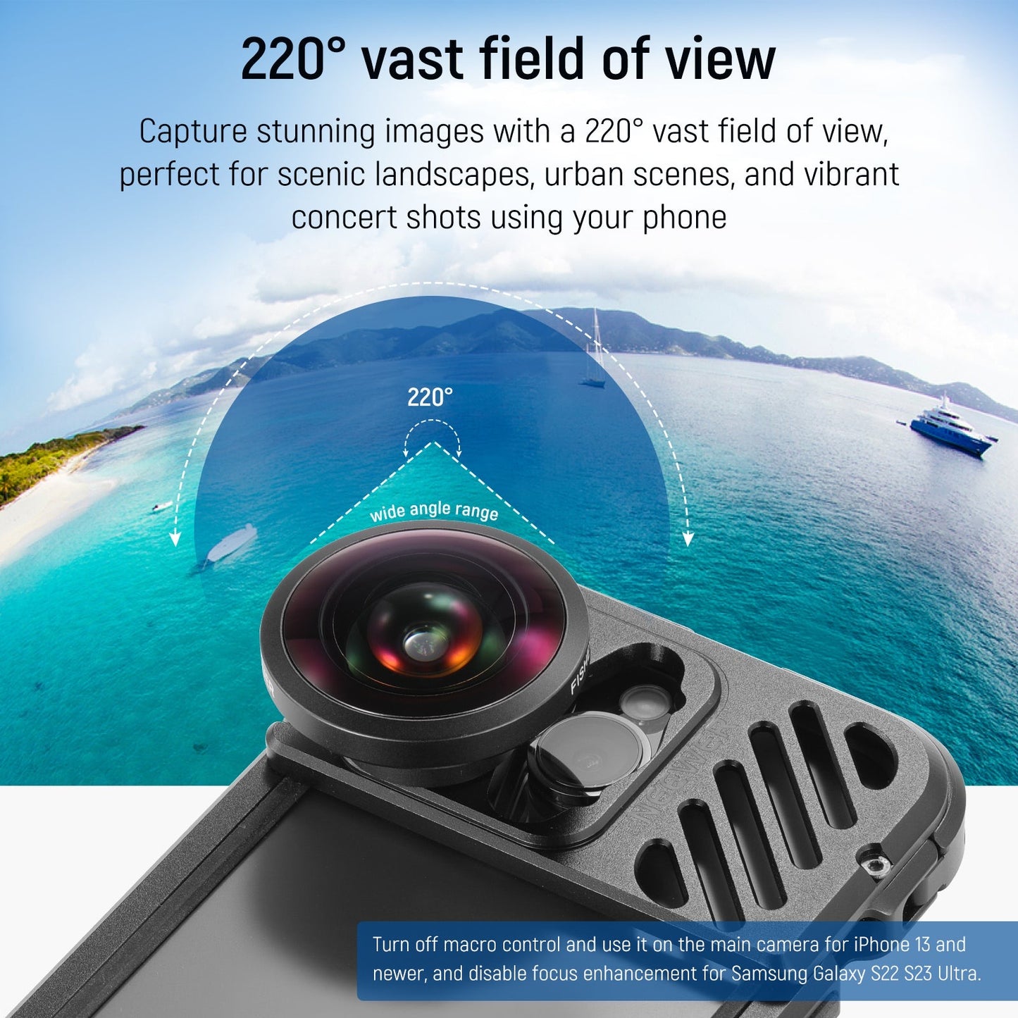 8mm HD Fisheye Phone Lens Wide Angle for 17mm Lens Threaded Backplane Wide Angle Mobile Phone Camera Lens