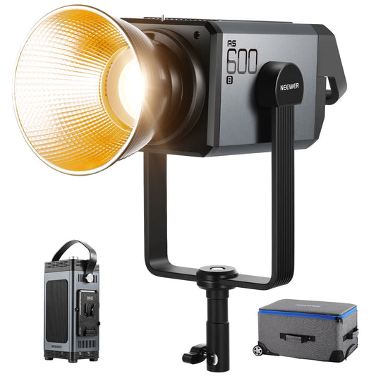 AS600B COB LED Continuous Output Video Light with 2.4G/APP Control 600W Bowens Mount Silent Fan for TV News Studio