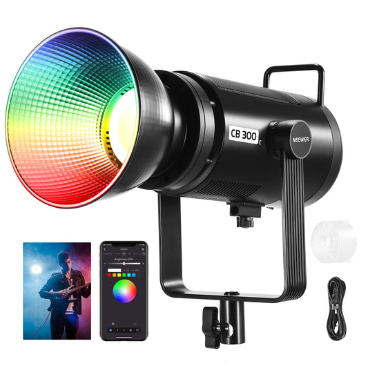 300W RGB LED Video Light App/2.4g Control Full Color Bowens COB Continuous Output Lighting Dimmable for Studio Filming